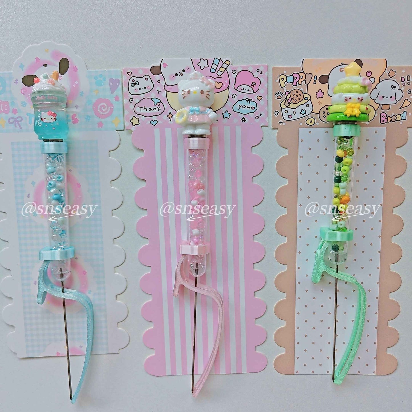 Pearl Bead Pen for Mini Fuse Beads β Hello Kitty Style with Magnetic Doll Tops | 3 Interchangeable Heads