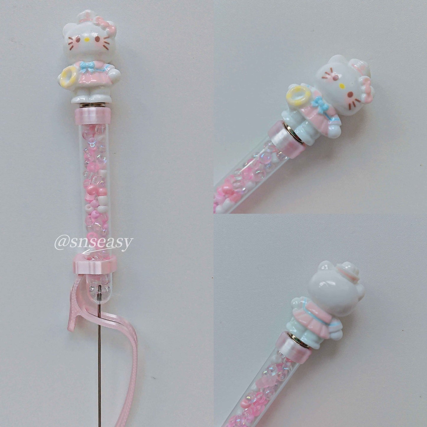Pearl Bead Pen for Mini Fuse Beads β Hello Kitty Style with Magnetic Doll Tops | 3 Interchangeable Heads
