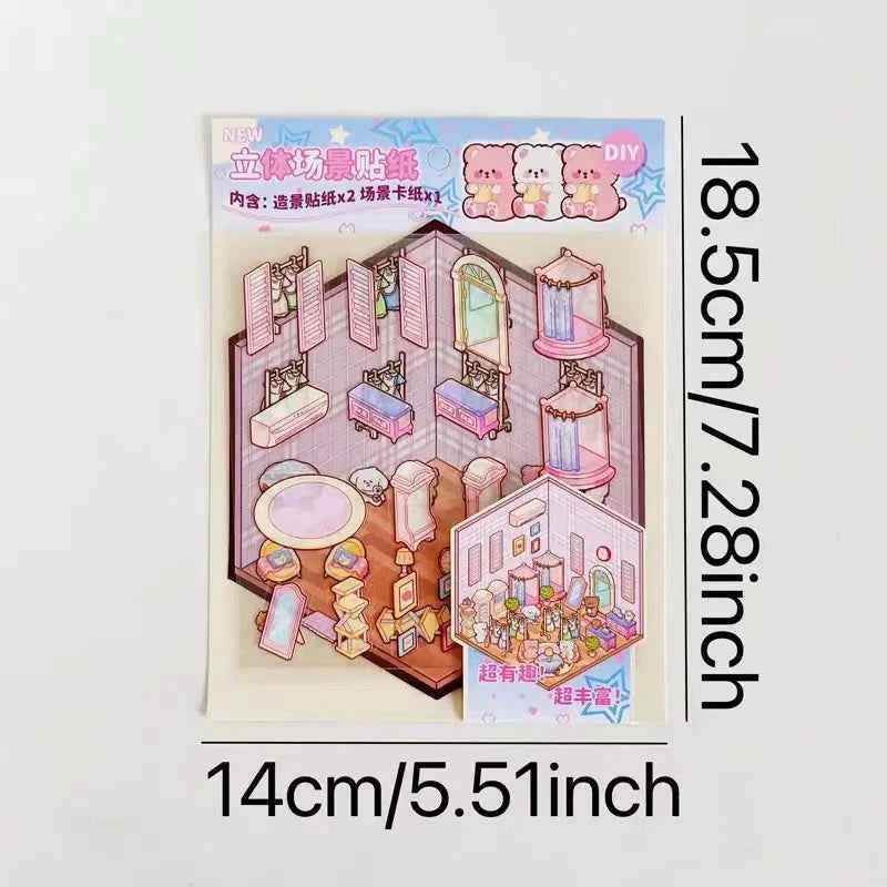 Korean Style Puppy 3D Room Stickers - 4 Theme Sets: Puppy Clothing Shop | Puppy House | Puppy Dessert Shop | Puppy Library - SNSEASY