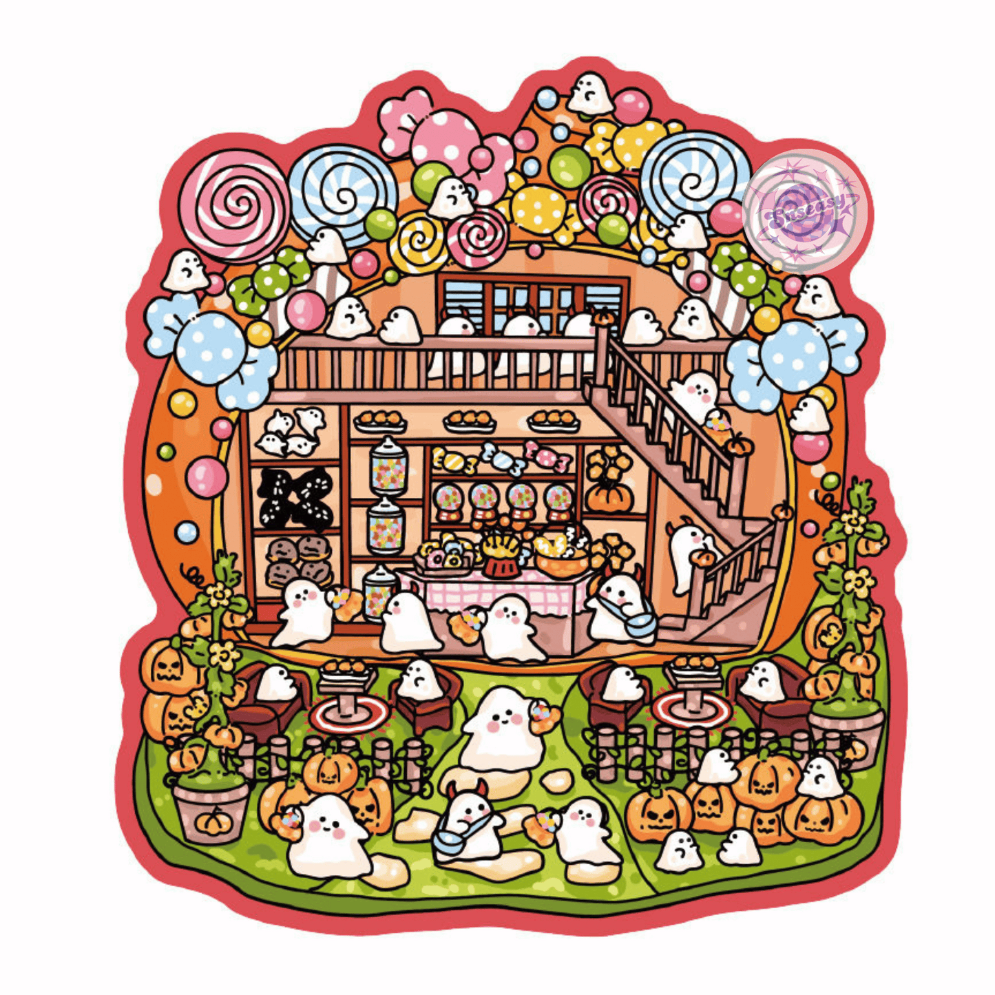 Halloween Ghost Party 3D Sticker Scenes | 4 Theme Sets: Halloween Party | Ghost Candy House | Ghost Feast | Ghost Concert
