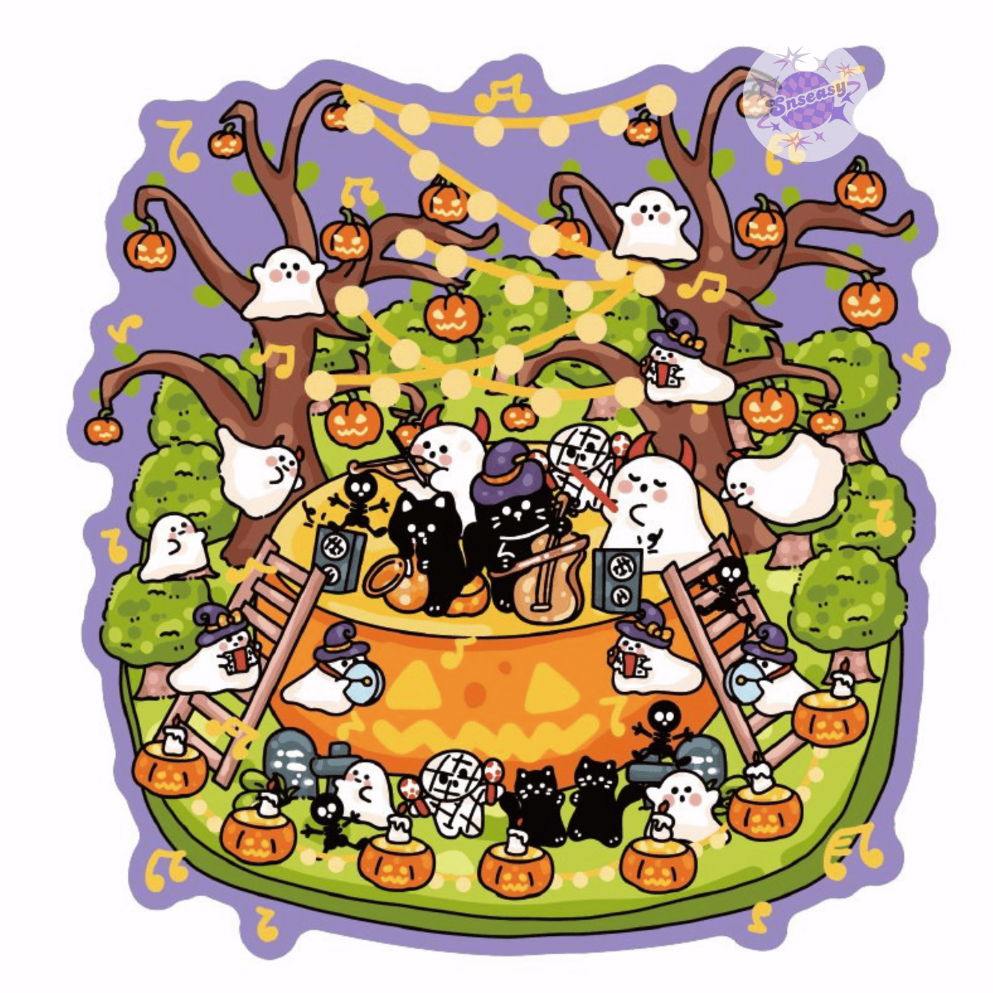 Halloween Ghost Party 3D Sticker Scenes | 4 Theme Sets: Halloween Party | Ghost Candy House | Ghost Feast | Ghost Concert