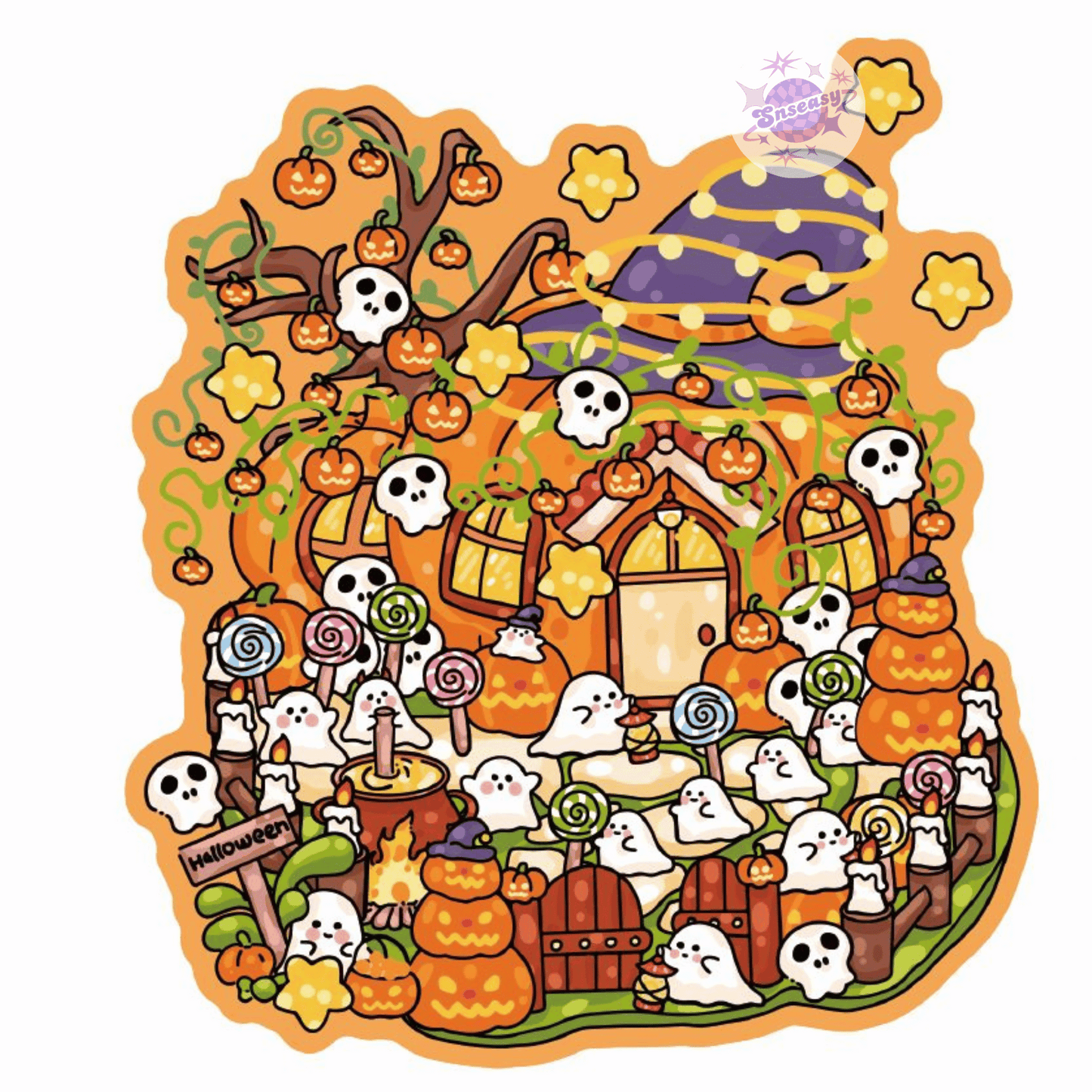Halloween Ghost Party 3D Sticker Scenes | 4 Theme Sets: Halloween Party | Ghost Candy House | Ghost Feast | Ghost Concert