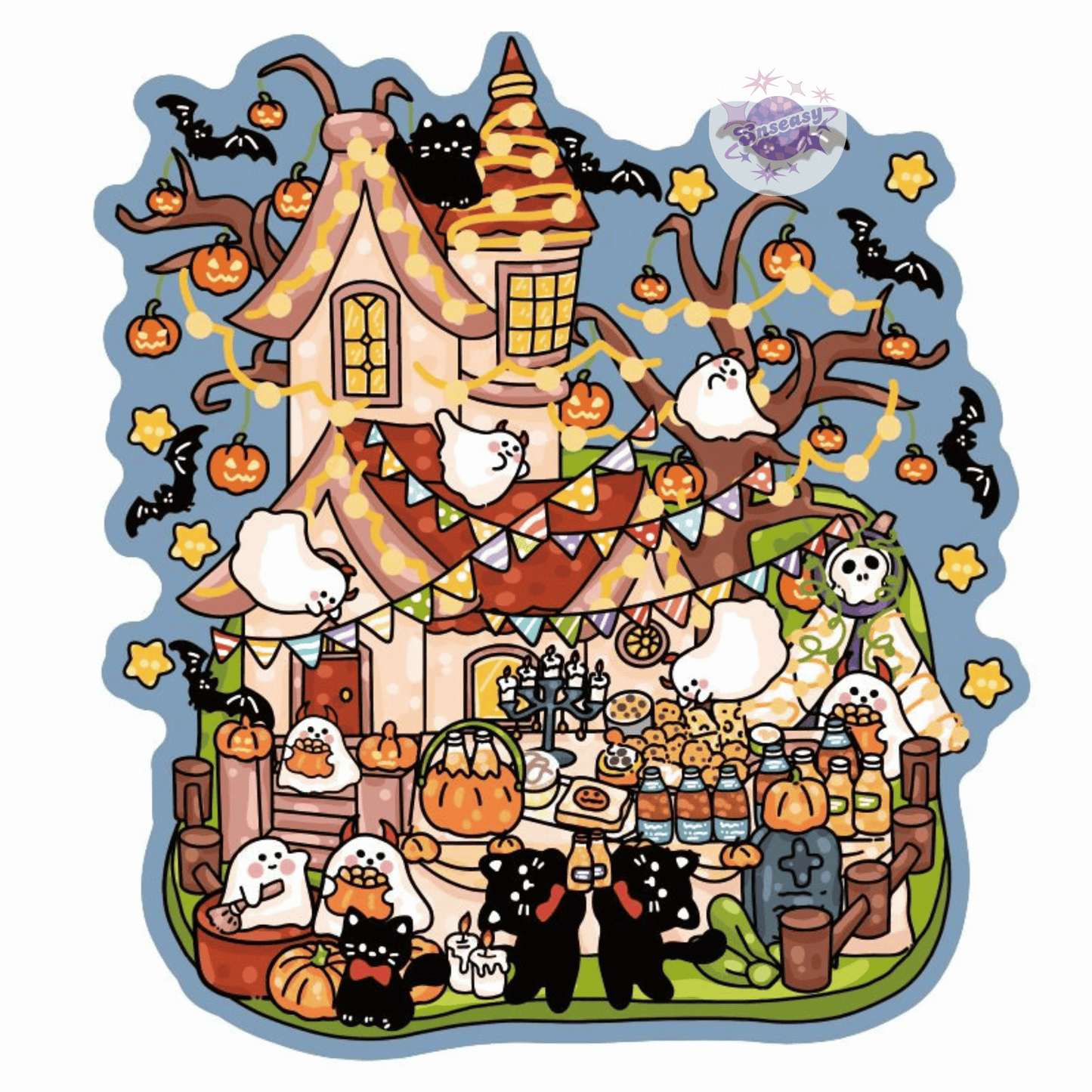 Halloween Ghost Party 3D Sticker Scenes | 4 Theme Sets: Halloween Party | Ghost Candy House | Ghost Feast | Ghost Concert