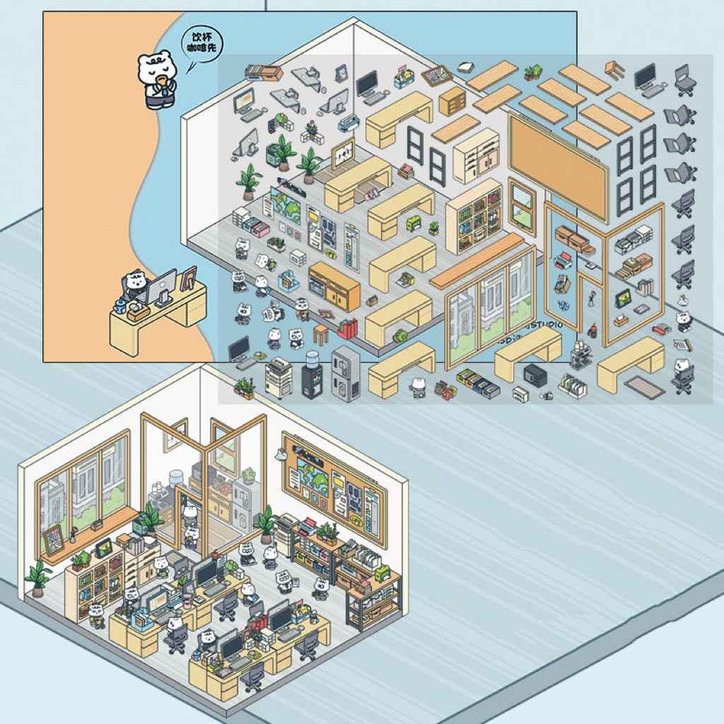 Migi's Happy Summer 3D Room Stickers - 9 Theme Sets: Work Time | Bookstore | Crane Game | Night Market | Izakaya | Tea Restaurant | Sweet Shop | Burger Shop | Hot Pot Restaurant - SNSEASY