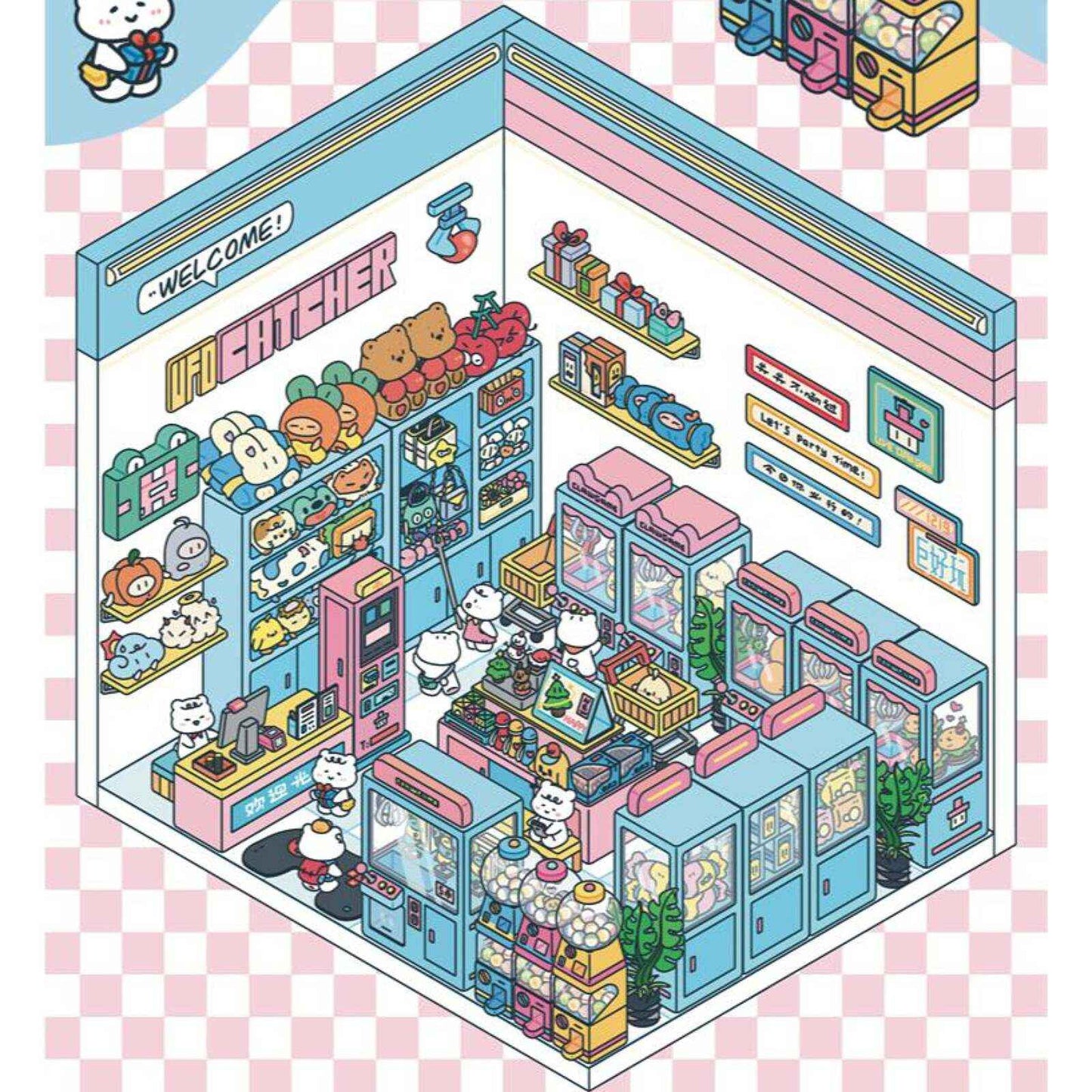 Migi's Happy Summer 3D Room Stickers - 9 Theme Sets: Work Time | Bookstore | Crane Game | Night Market | Izakaya | Tea Restaurant | Sweet Shop | Burger Shop | Hot Pot Restaurant - SNSEASY