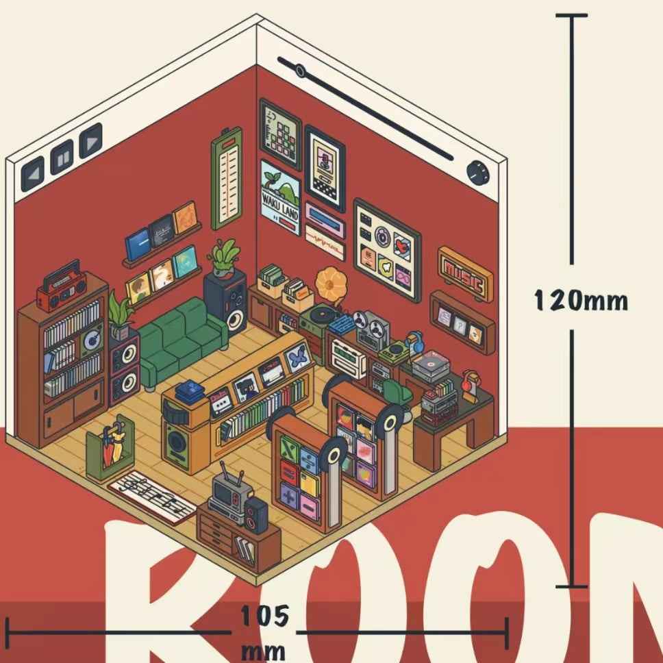 Simulation Business 3D Isometric Room Stickers - 3 Theme Sets: Arcade | Parcel Hub | Record Store - SNSEASY