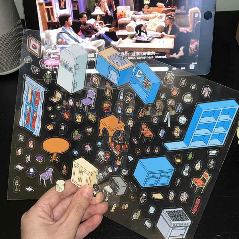 Friends 3D Isometric Room Stickers - Monica’s Kitchen - SNSEASY
