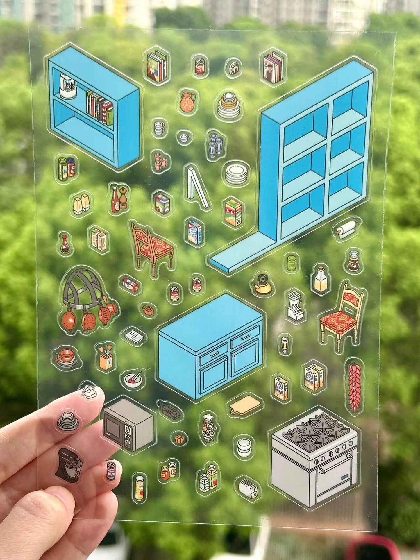 Friends 3D Isometric Room Stickers - Monica’s Kitchen - SNSEASY