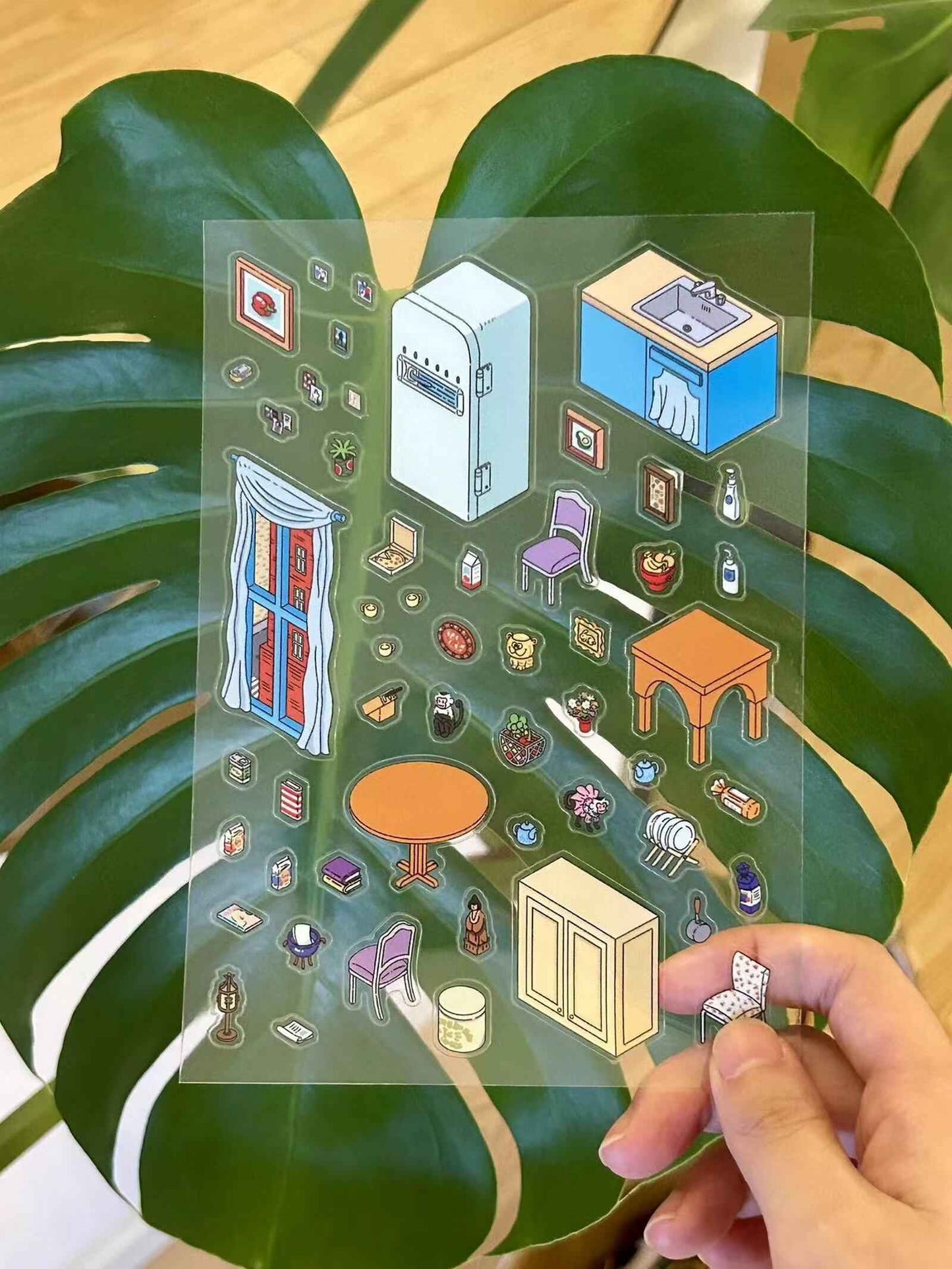 Friends 3D Isometric Room Stickers - Monica’s Kitchen - SNSEASY