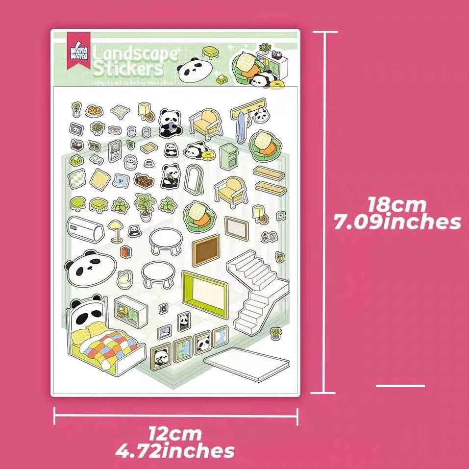 Samoyed's Day 3D Isometric Room Stickers - 6 Theme Sets: Samoyed Grocery Store | Samoyed Library | Samoyed Buffet | Samoyed Bakery Shop | Samoyed Bathroom | Panda Room - SNSEASY