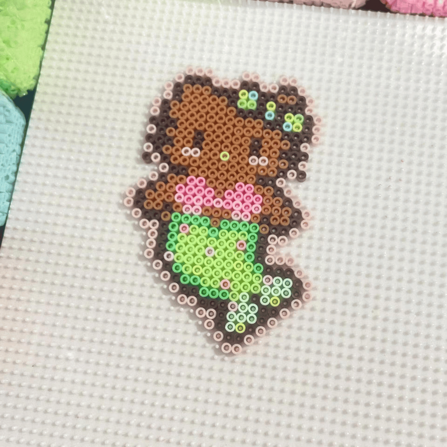 Ocean Sweetheart Twin Mermaid – Hello Kitty Keychain, Handmade Fuse Perler Bead