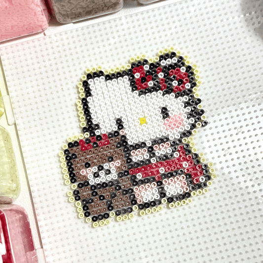 Hello Kitty and Her Teddy Bear Friend – Hello Kitty Keychain | Handmade Fuse Perler Bead Design