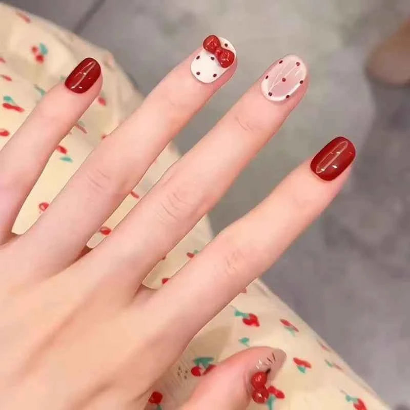 Handmade Wearable Cute Kitty Nail Art (10-Piece Set) – 3 Themes: Hello Kitty | Mocha Kitty | Black Kitty - SNSEASY