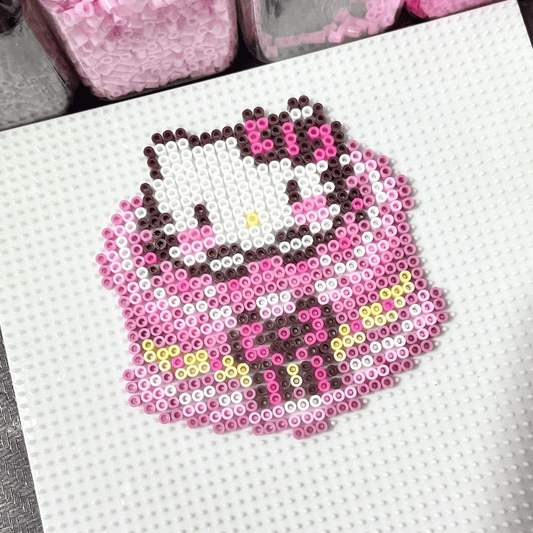 Hello Kitty Birthday Cake Fuse Perler Bead Finished Design Keychain