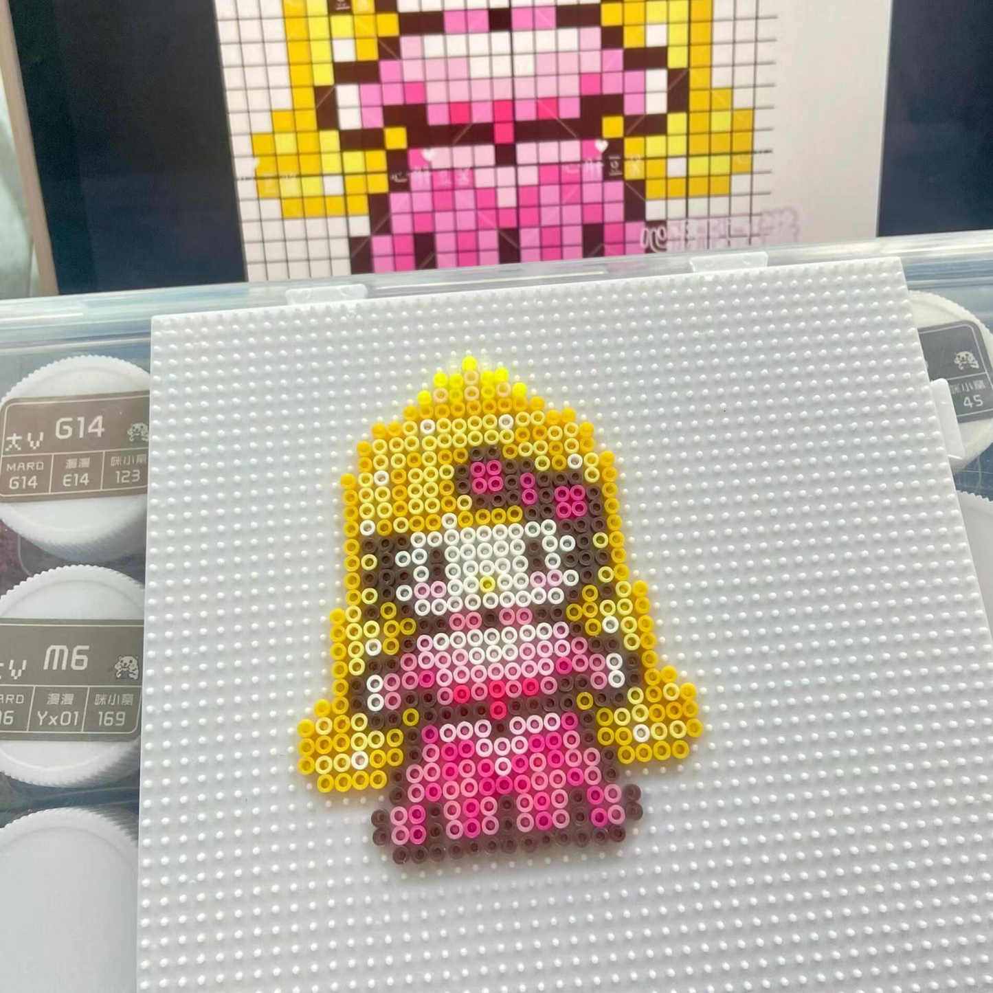 Princess Series Hello Kitty Fuse Perler Bead Finished Design, Hello Kitty Keychain