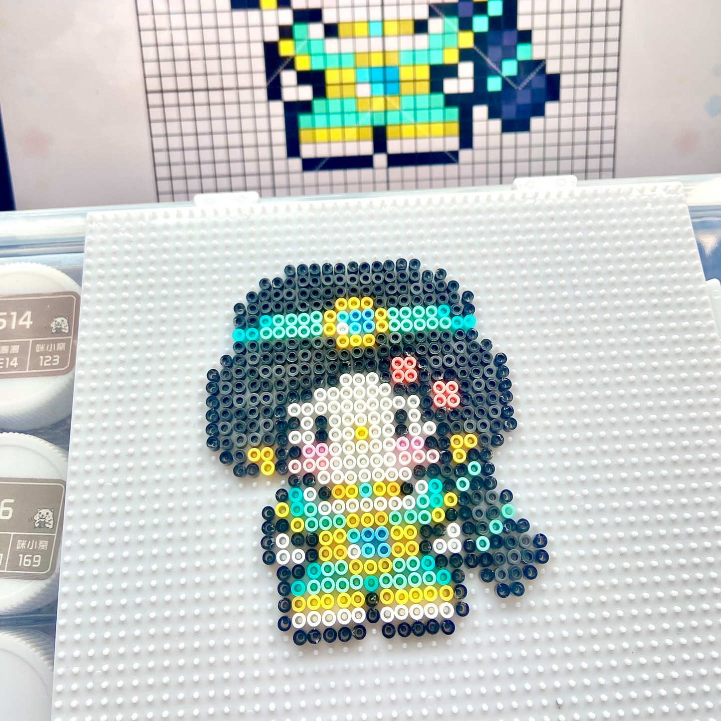 Princess Series Hello Kitty Fuse Perler Bead Finished Design, Hello Kitty Keychain