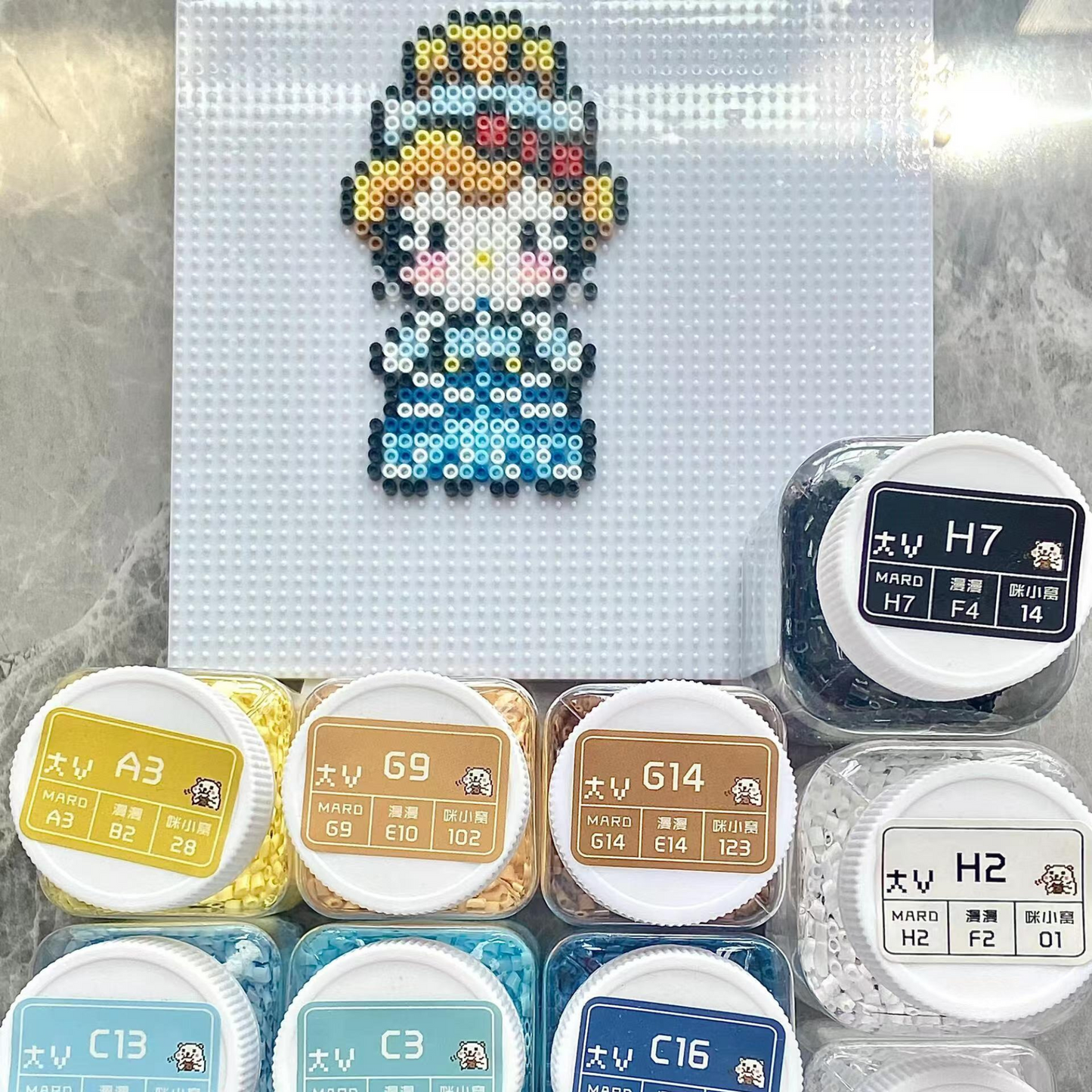 Princess Series Hello Kitty Fuse Perler Bead Finished Design, Hello Kitty Keychain
