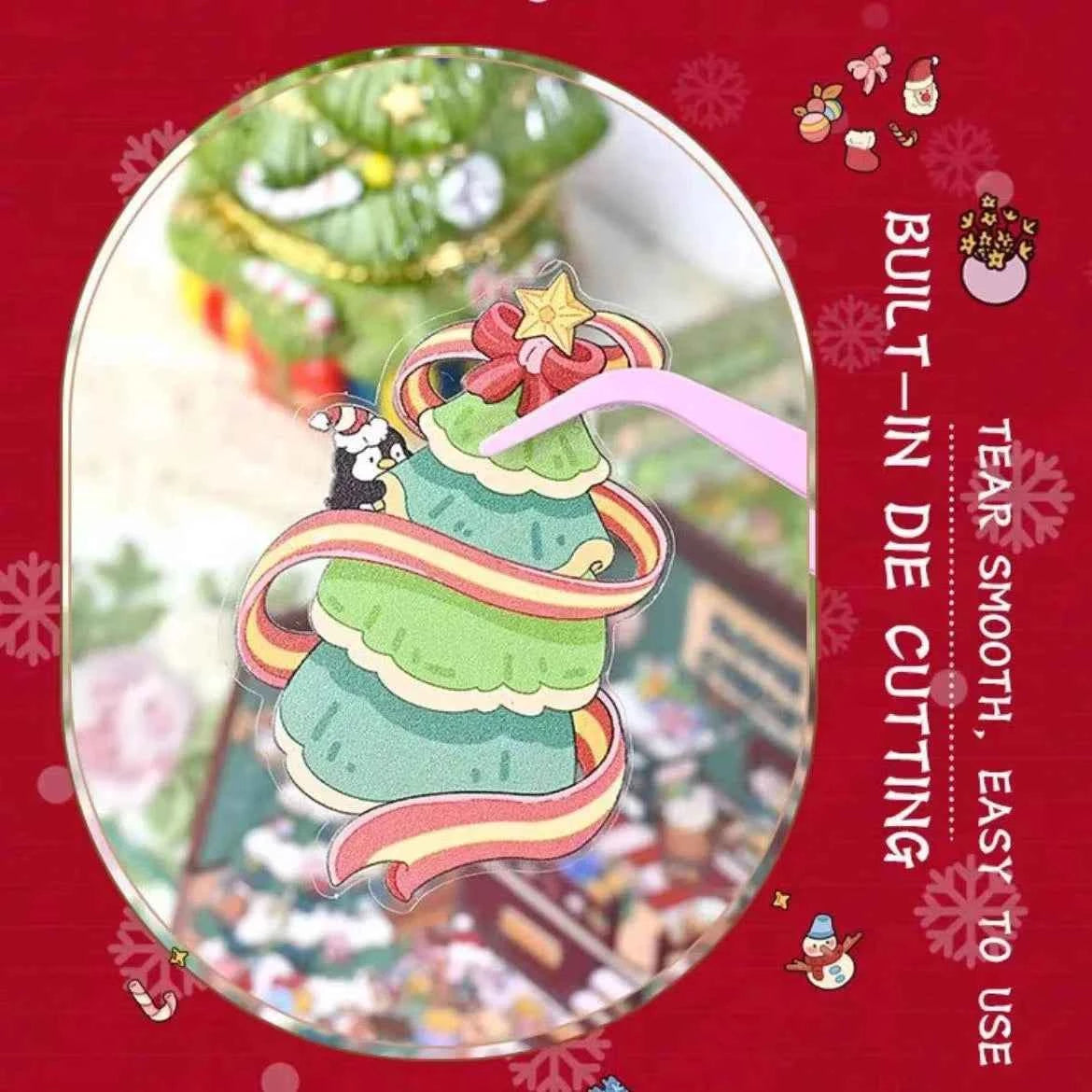 Christmas Limited 3D Isometric Room Stickers - 4 Theme Sets: Christmas Family Party | Christmas Gift Shop | Panda Dessert Shop | Chick Burger Shop - SNSEASY