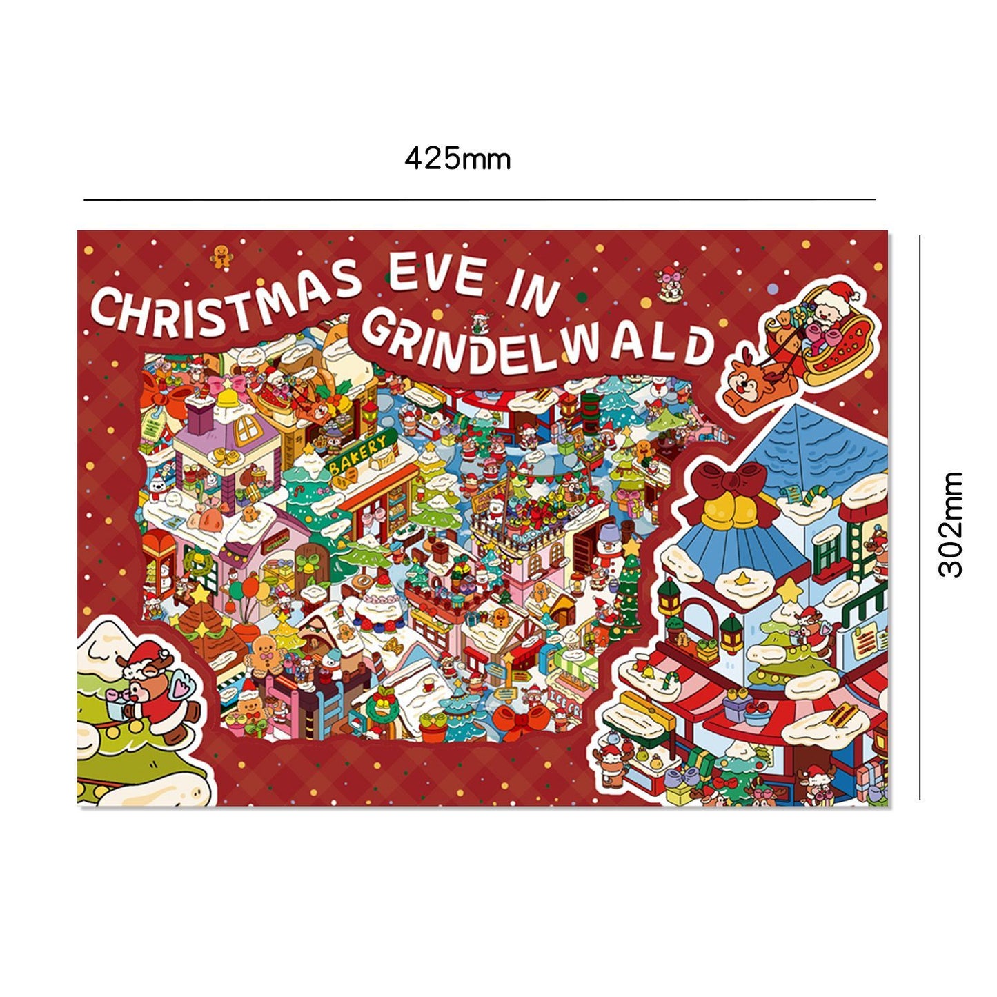 Grinwald Christmas Town 3D Scene Sticker Plus Size