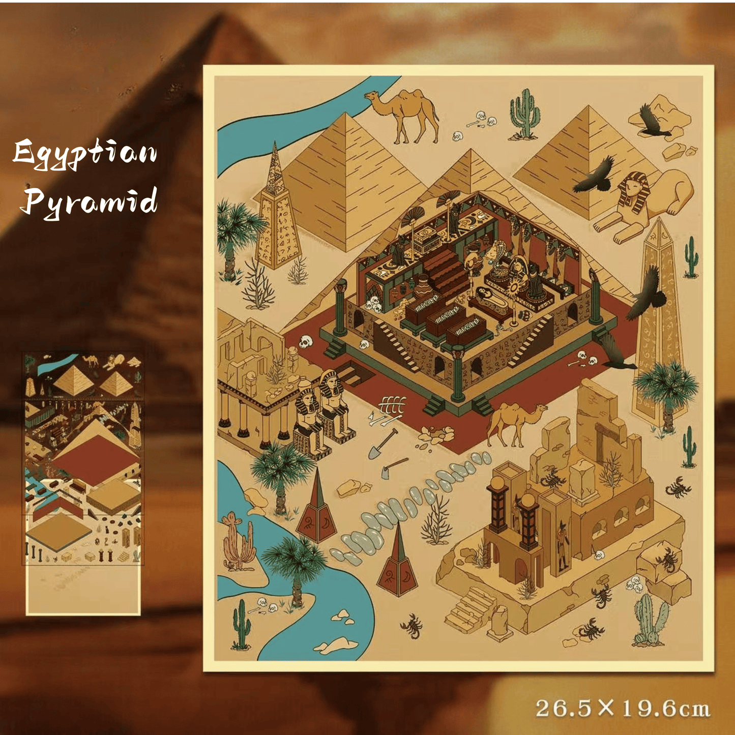 Ancient Wonders – 3D Miniature Scene Stickers – 2 Theme Sets: Atlantis | Egyptian Pyramid