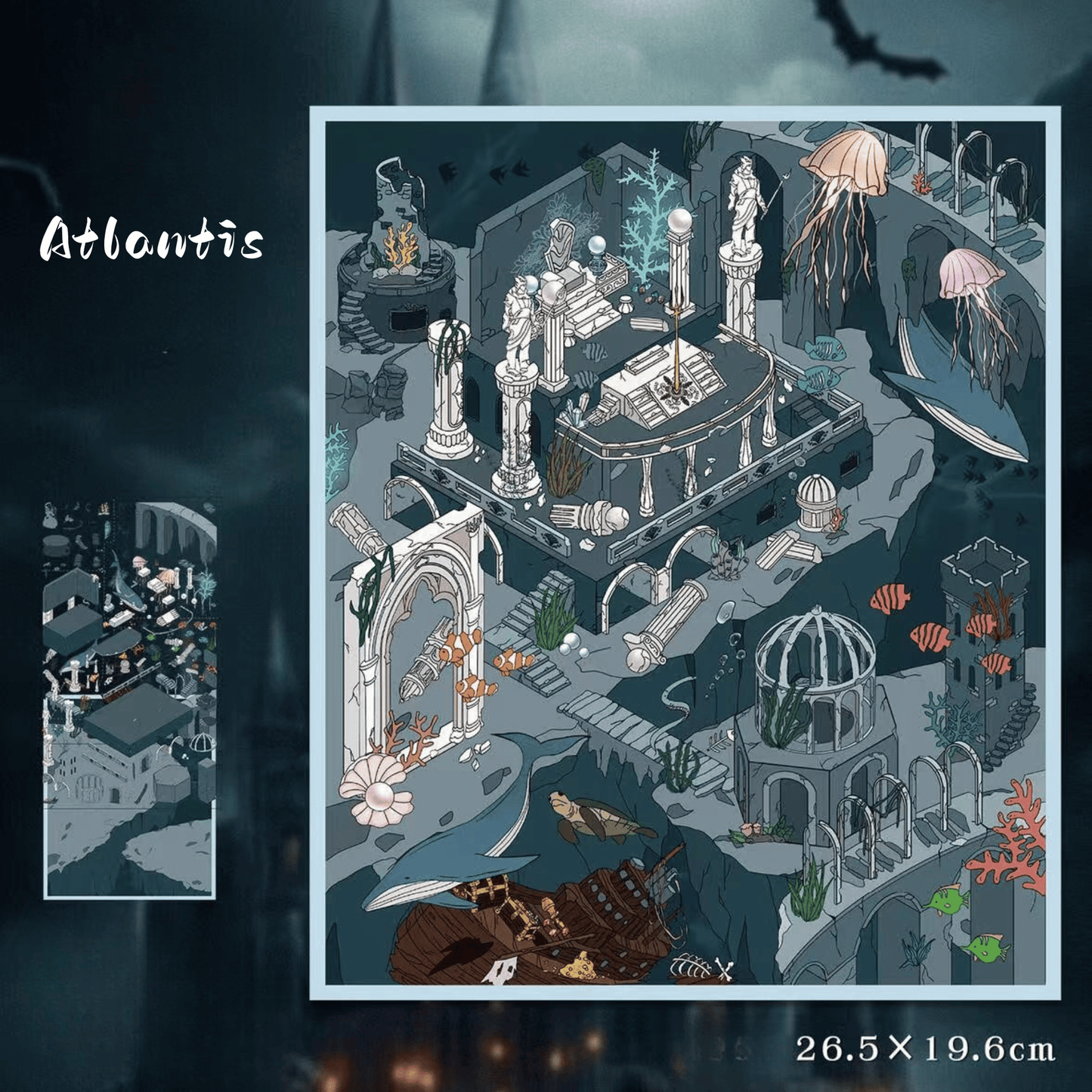 Ancient Wonders – 3D Miniature Scene Stickers – 2 Theme Sets: Atlantis | Egyptian Pyramid