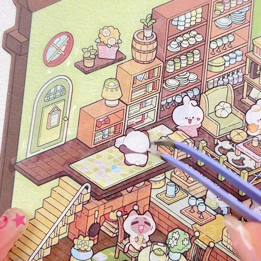 Magical Realm 3D Isometric Room Stickers - 4 Theme Sets: Book of Magic House | Treasure Chest Magic Restaurant | Treasure Chest Paradise | Cabinet Wonderland - SNSEASY
