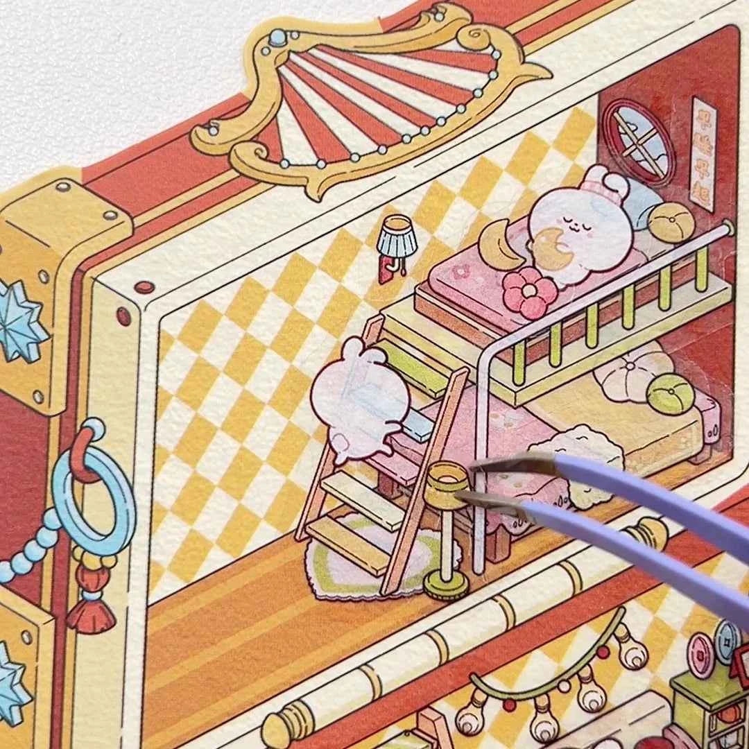 Magical Realm 3D Isometric Room Stickers - 4 Theme Sets: Book of Magic House | Treasure Chest Magic Restaurant | Treasure Chest Paradise | Cabinet Wonderland - SNSEASY