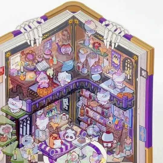 Magical Realm 3D Isometric Room Stickers - 4 Theme Sets: Book of Magic House | Treasure Chest Magic Restaurant | Treasure Chest Paradise | Cabinet Wonderland - SNSEASY