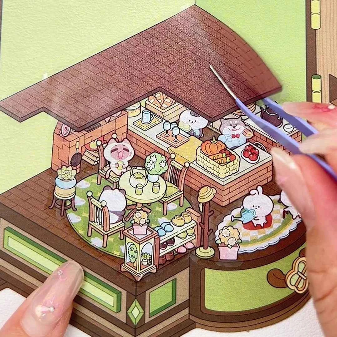 Magical Realm 3D Isometric Room Stickers - 4 Theme Sets: Book of Magic House | Treasure Chest Magic Restaurant | Treasure Chest Paradise | Cabinet Wonderland - SNSEASY