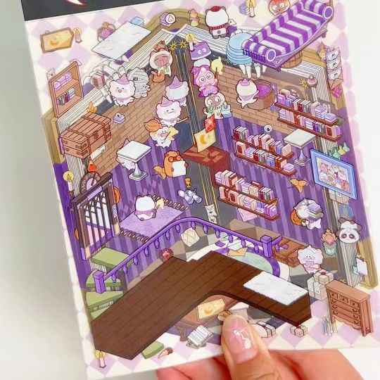Magical Realm 3D Isometric Room Stickers - 4 Theme Sets: Book of Magic House | Treasure Chest Magic Restaurant | Treasure Chest Paradise | Cabinet Wonderland - SNSEASY
