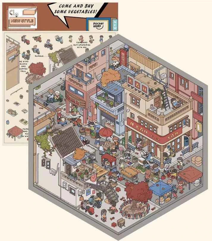 Happy New Year 3D Isometric Room Stickers - 4 Theme Sets: Chinatown Chinese New Year | Merry Christmas Cabin | Christmas Outdoor Joy | Tailor Shop - SNSEASY