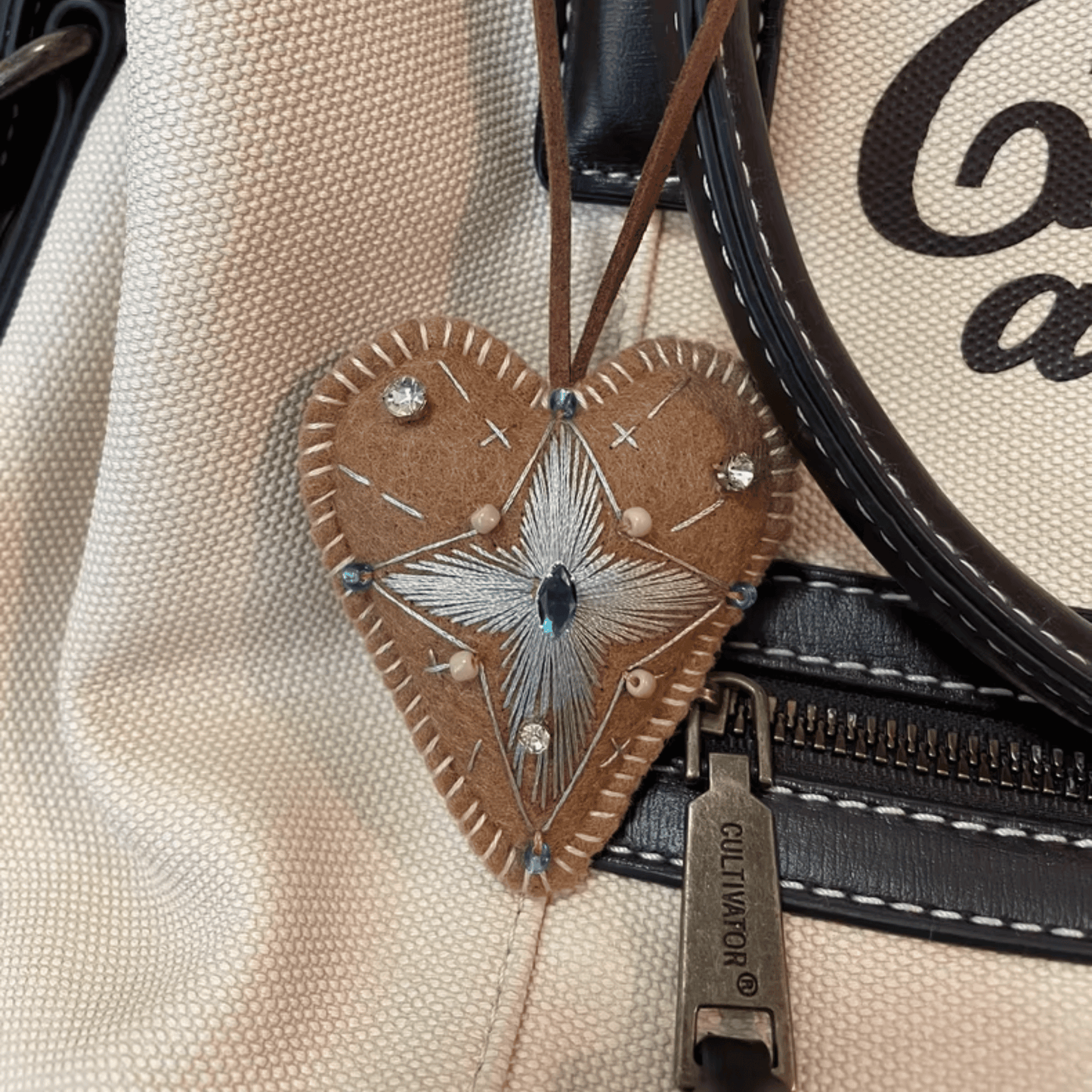 Handmade Brown Felt Heart Charm | Made to Order