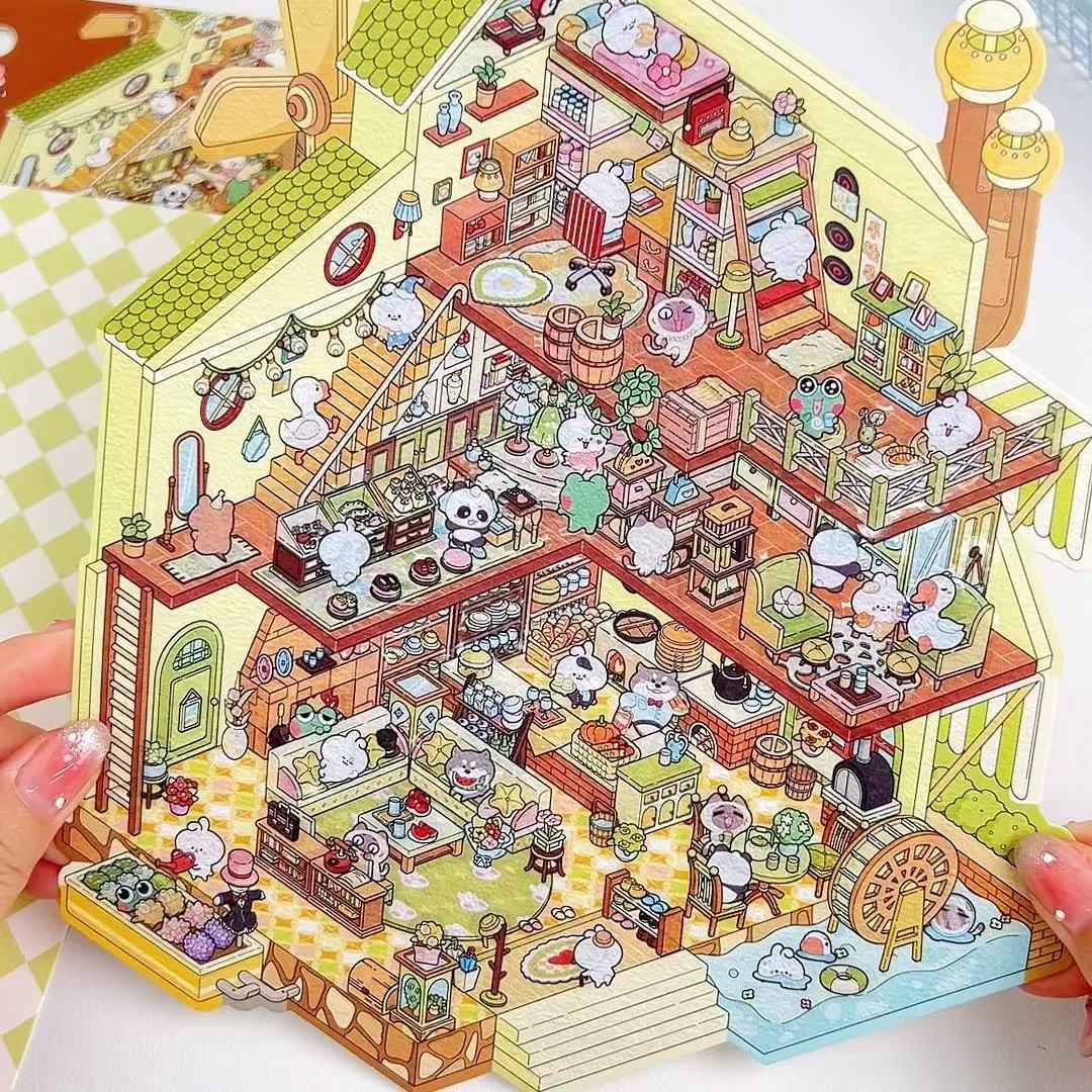 3-Story Grand Buildings 3D Isometric Room Stickers - 2 Theme Sets: 3 Story Villa | Magical Castle - SNSEASY