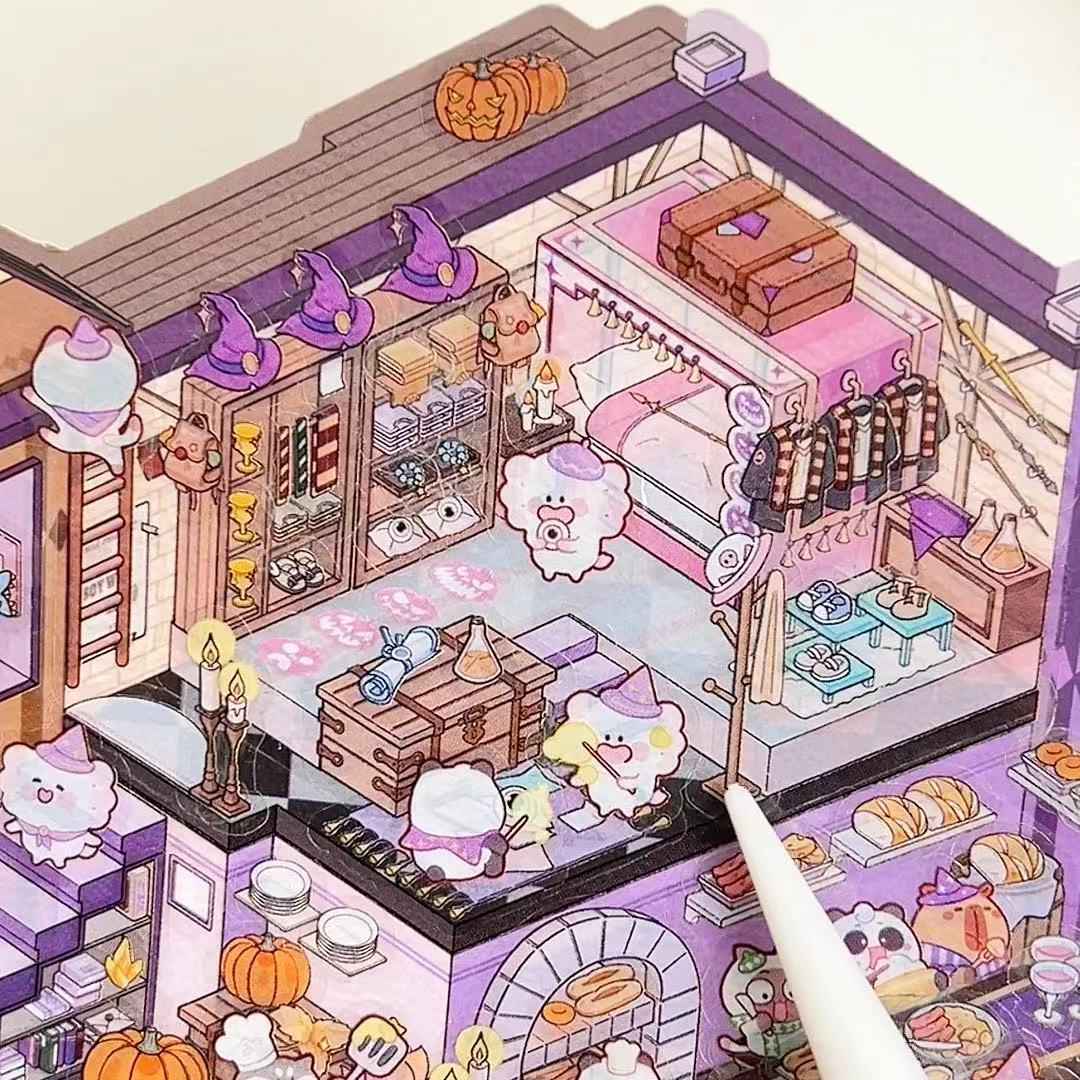 3-Story Grand Buildings 3D Isometric Room Stickers - 2 Theme Sets: 3 Story Villa | Magical Castle - SNSEASY