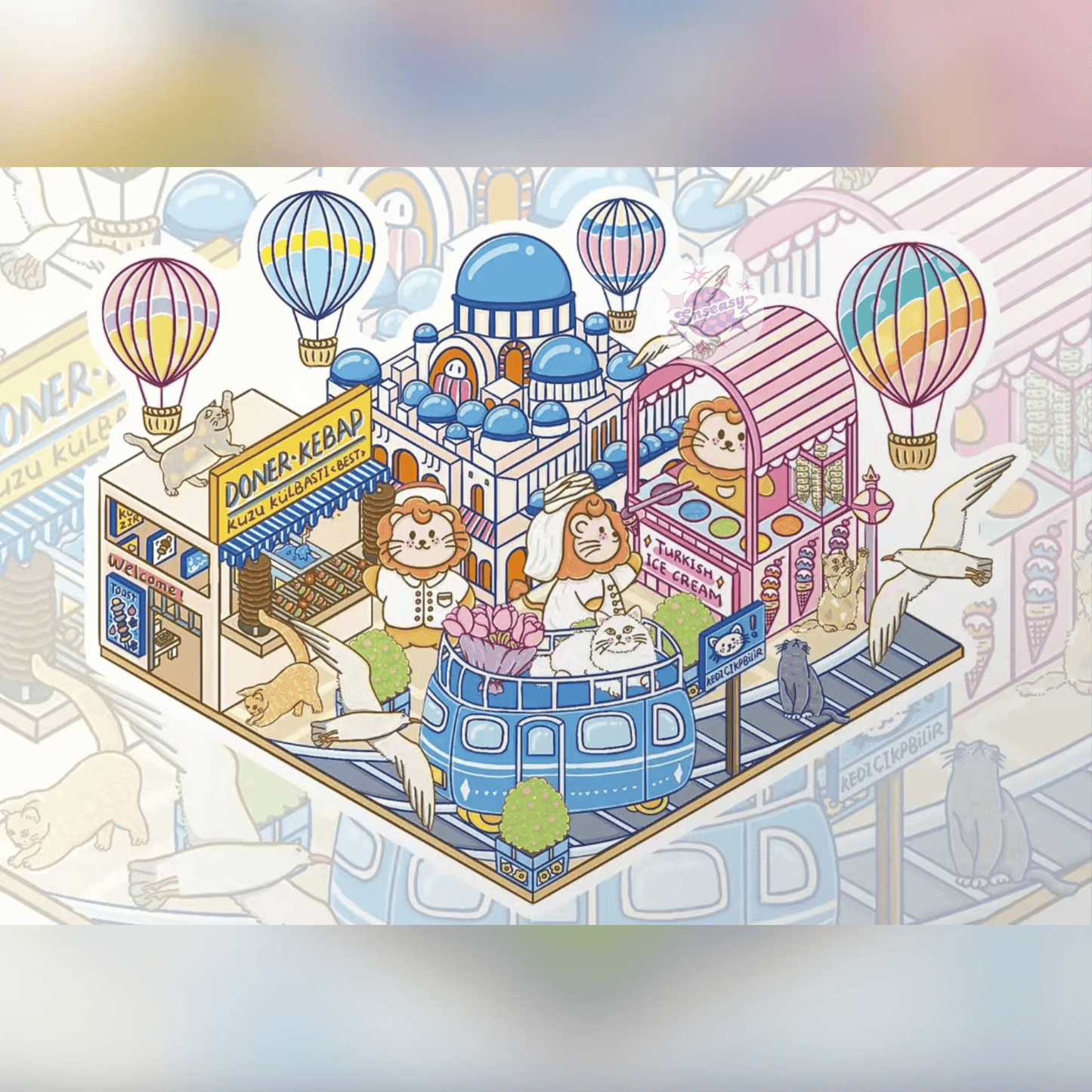 Lion’s World Tour – 3D Miniature Scene Stickers – 4 Theme Sets: Egypt Pyramid | Roman Colosseum | Jungle Tribe | Romantic Turkey