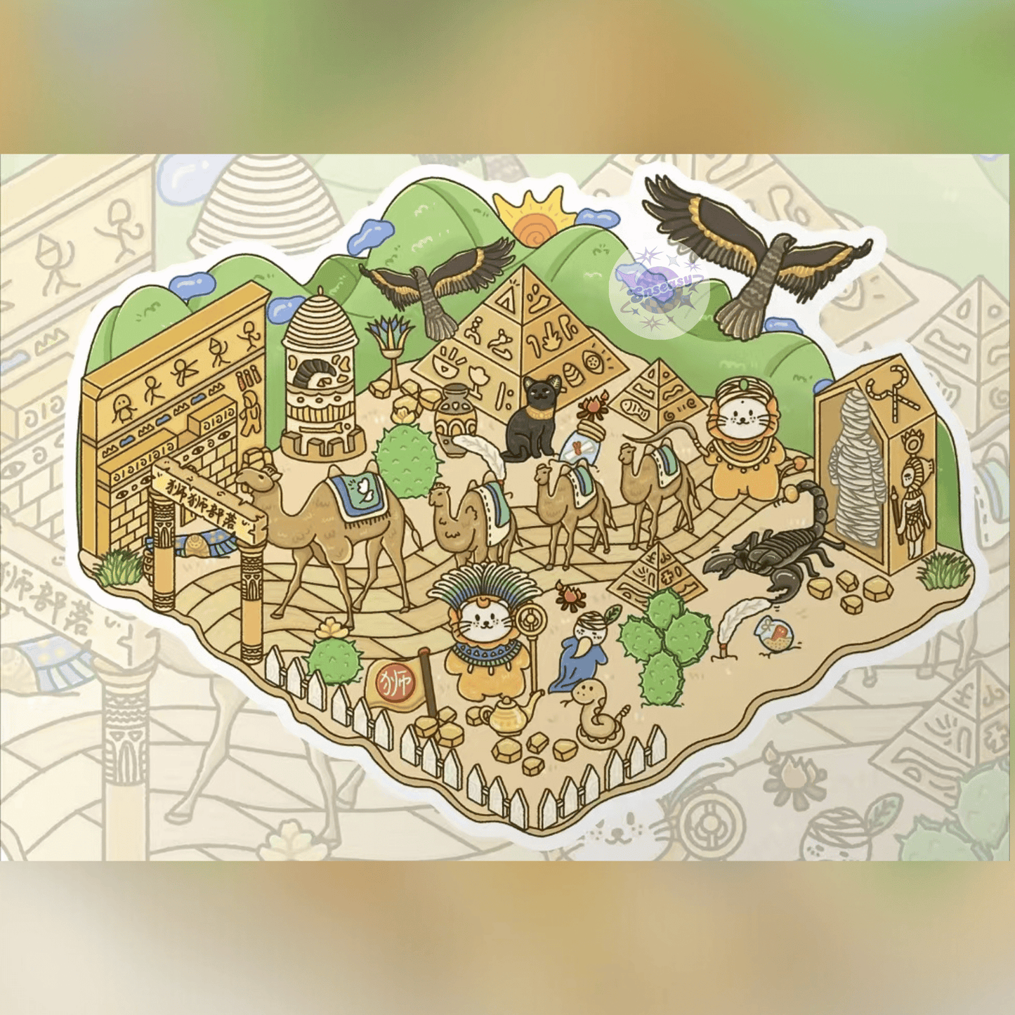 Lion’s World Tour – 3D Miniature Scene Stickers – 4 Theme Sets: Egypt Pyramid | Roman Colosseum | Jungle Tribe | Romantic Turkey
