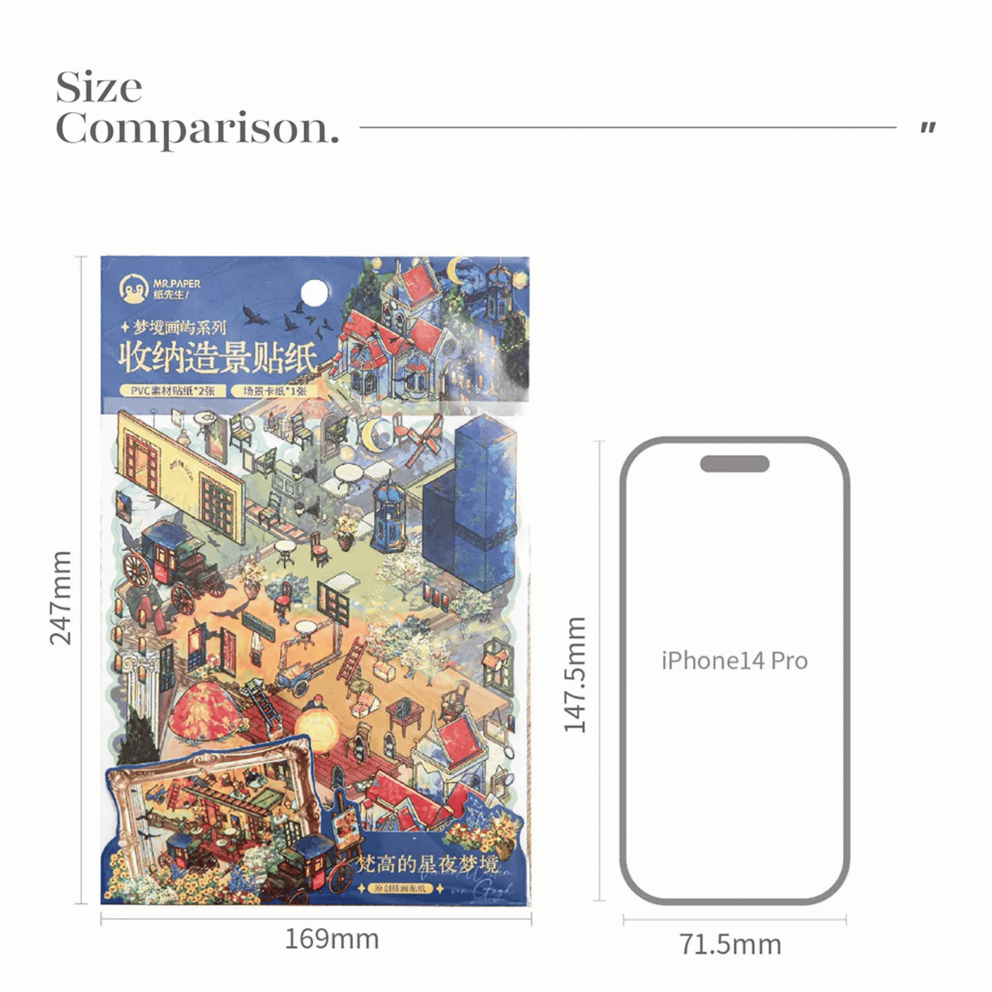 Dreamscape Oil Painting Series – 3D Miniature Scene Stickers – 2 Theme Sets: Van Gogh’s Starry Castle | Monet’s Garden Tea Party