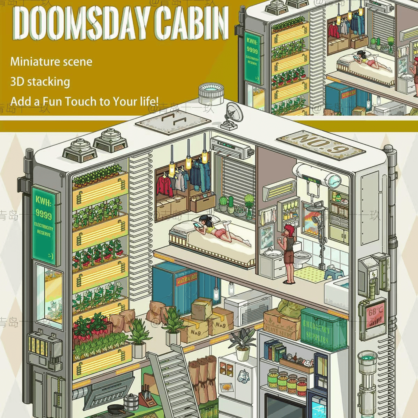 The End of the World β 3D Miniature Scene Stickers β 2 Theme Sets: Doomsday Cabin | Apocalypse Camp