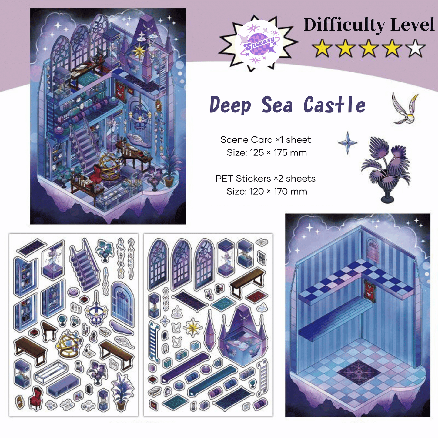 Vintage Horror Series – 3D Miniature Scene Stickers – 4 Theme Sets: Haunted Bank | Ghost Bar | Deep Sea Castle | Pipeline Café