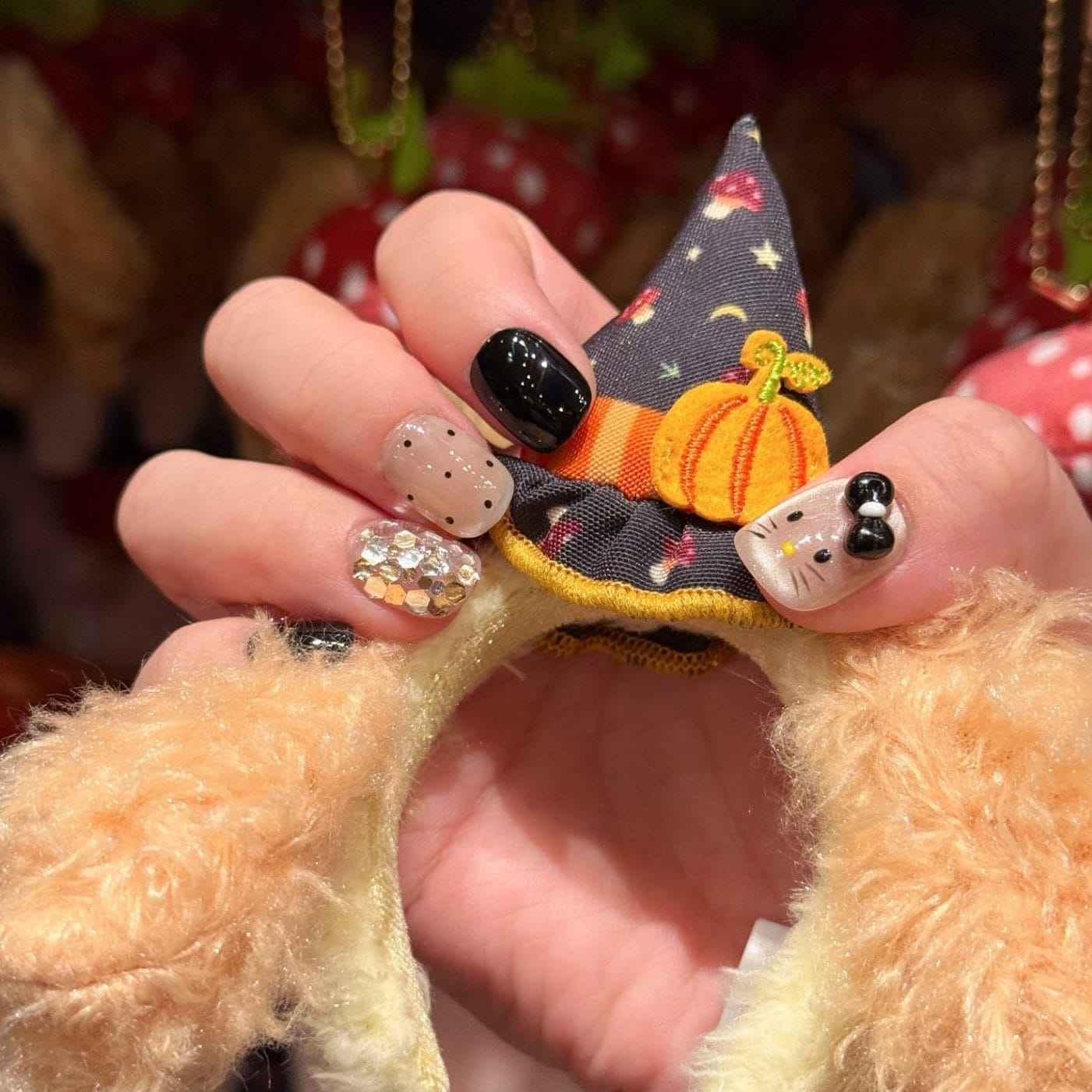 Black Kitty Hello Kitty Nail Art - Baby Square 14mm - SNSEASY