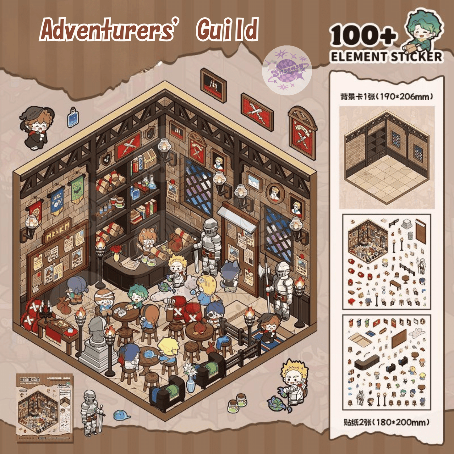 Horror Adventure Series – 3D Miniature Scene Stickers – 4 Theme Sets: Adventurers’ Guild | Labyrinth Quest | Wedding with a Ghost Bride | Vampire Family