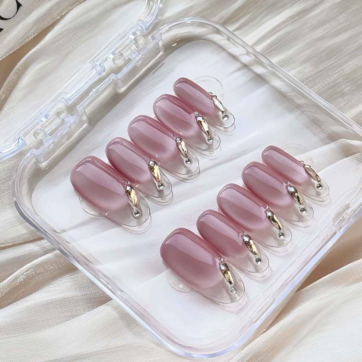 Aurora Pink Nail Art - Short Oval 23mm | Medium Oval 23mm - SNSEASY