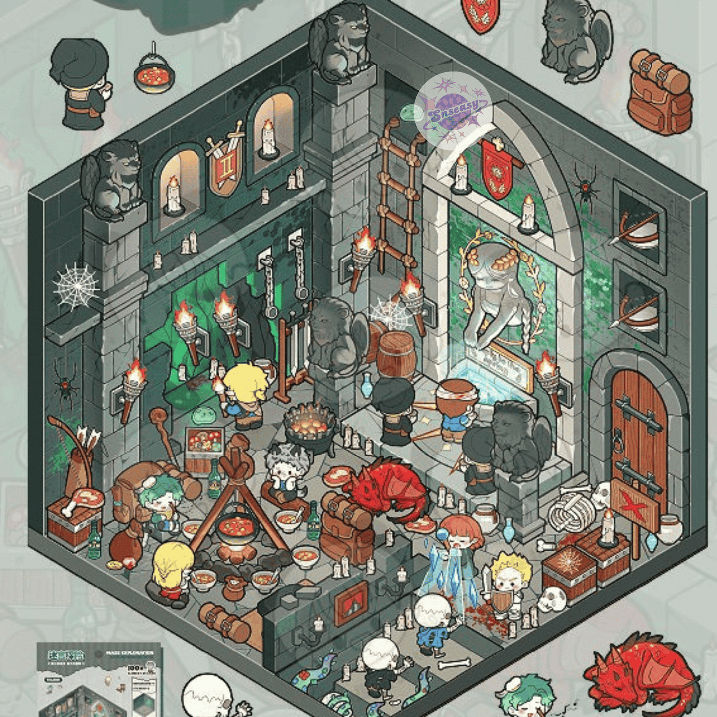 Horror Adventure Series – 3D Miniature Scene Stickers – 4 Theme Sets: Adventurers’ Guild | Labyrinth Quest | Wedding with a Ghost Bride | Vampire Family - SNSEASY