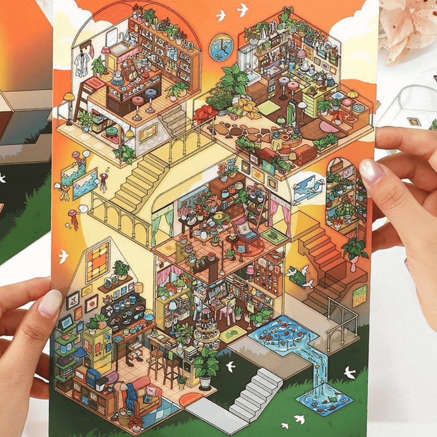 Plus My Cottage 6.0 – 3D Miniature Scene Stickers – 2 Theme Sets: Starry Night | Sunset Glow