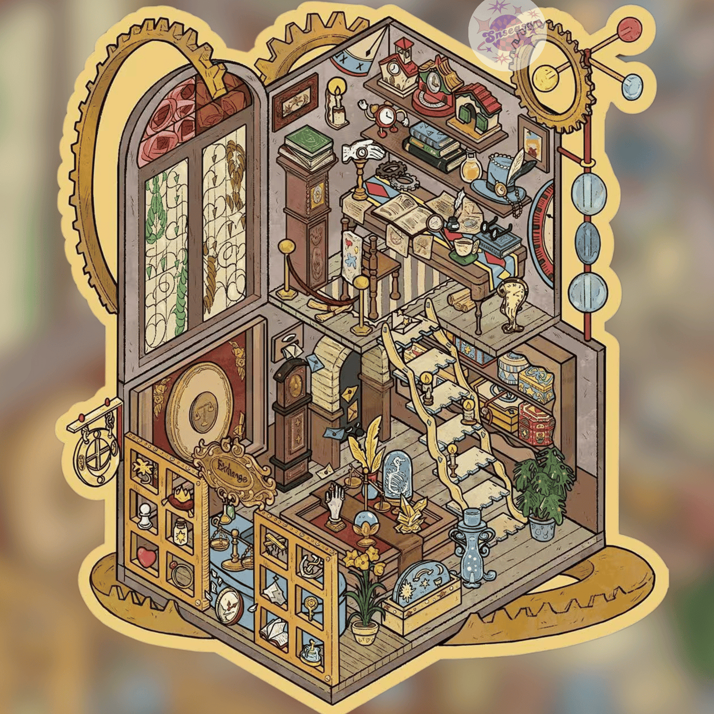 Vintage Fantasy – Plus Size 3D Miniature Scene Stickers – 2 Theme Sets: Time Shop | Elf Wood Cabin - SNSEASY