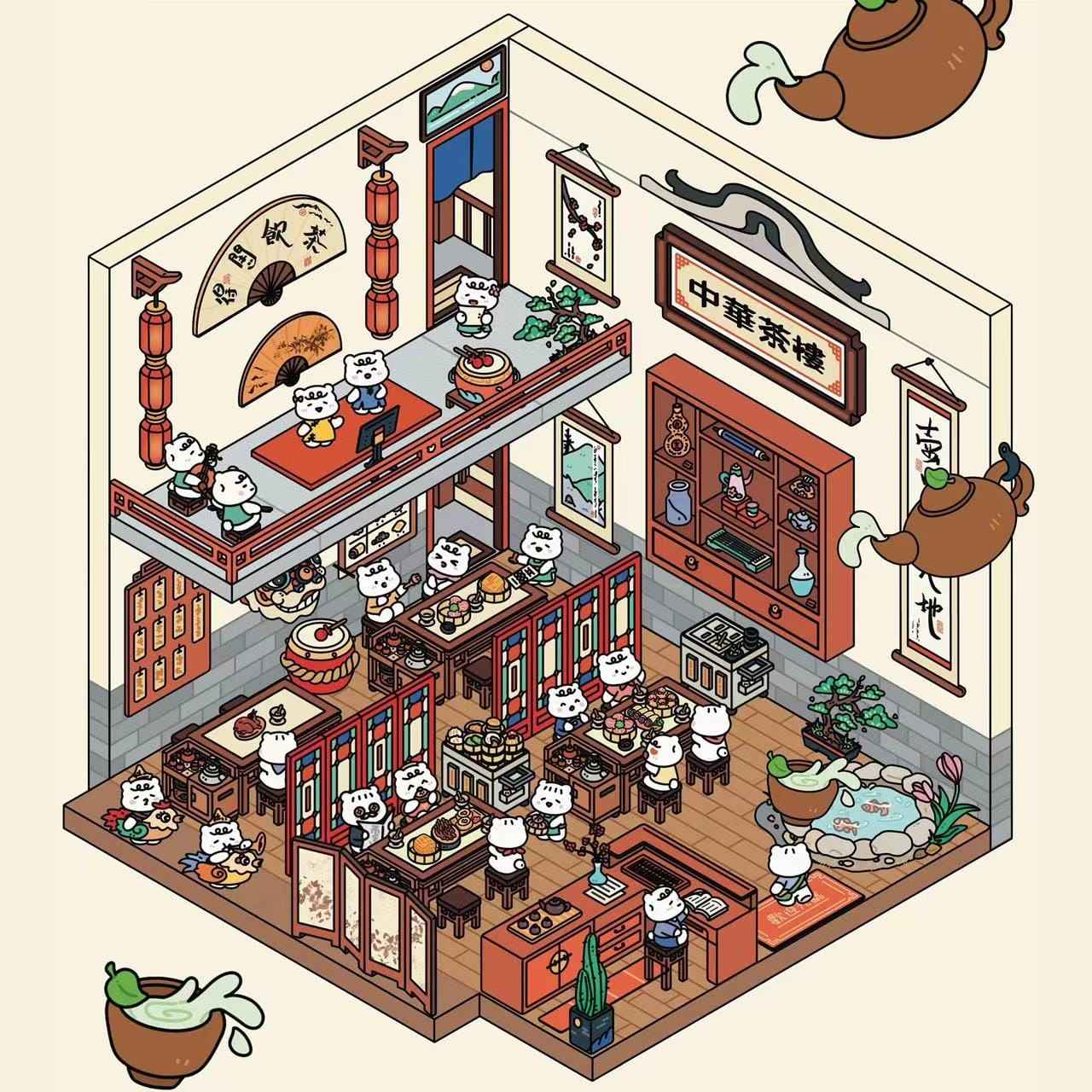 Migi’s Simulation Business 3D Isometric Room Stickers - 4 Theme Sets: Pet Store | Aquarium | Farm | Restaurant - SNSEASY