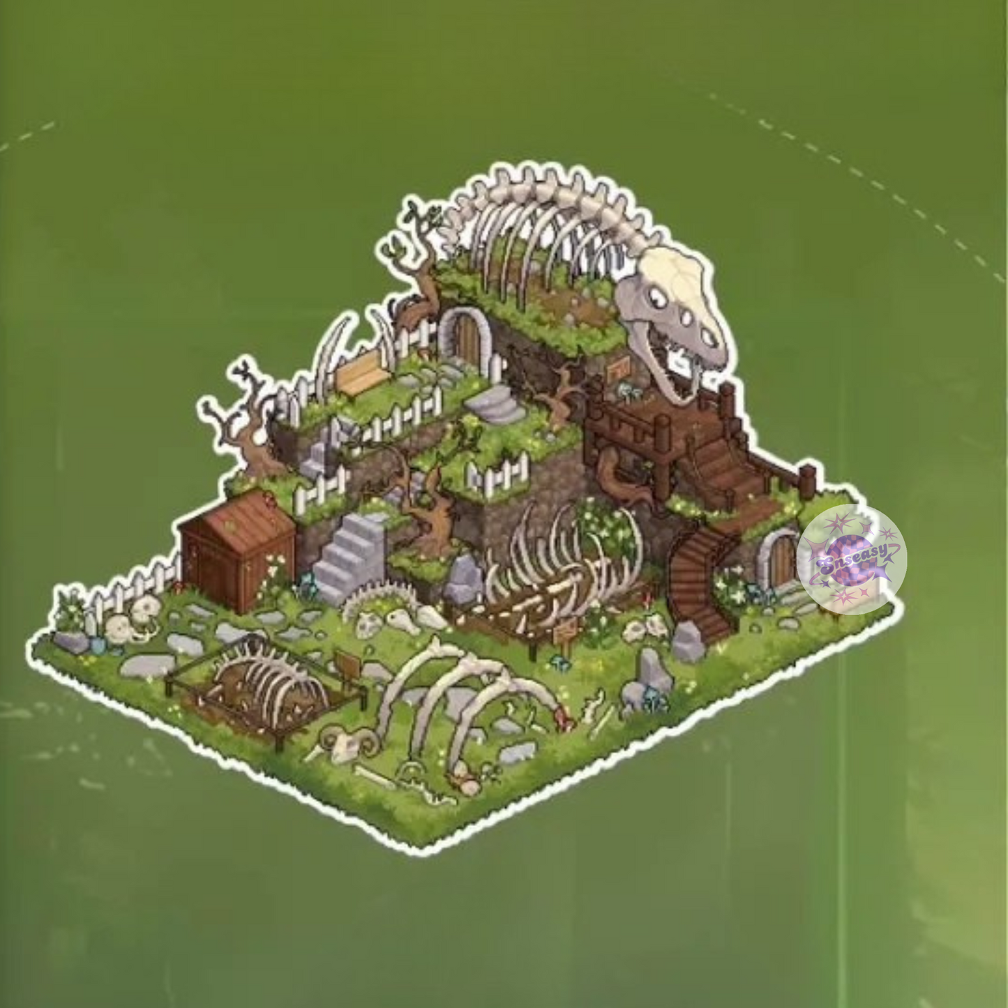Pixel Island β 3D Miniature Scene Stickers β 4 Theme Sets: Pyramid Legend | Dino Fossil Ruins | Holiday Beach | Skull Haunted House