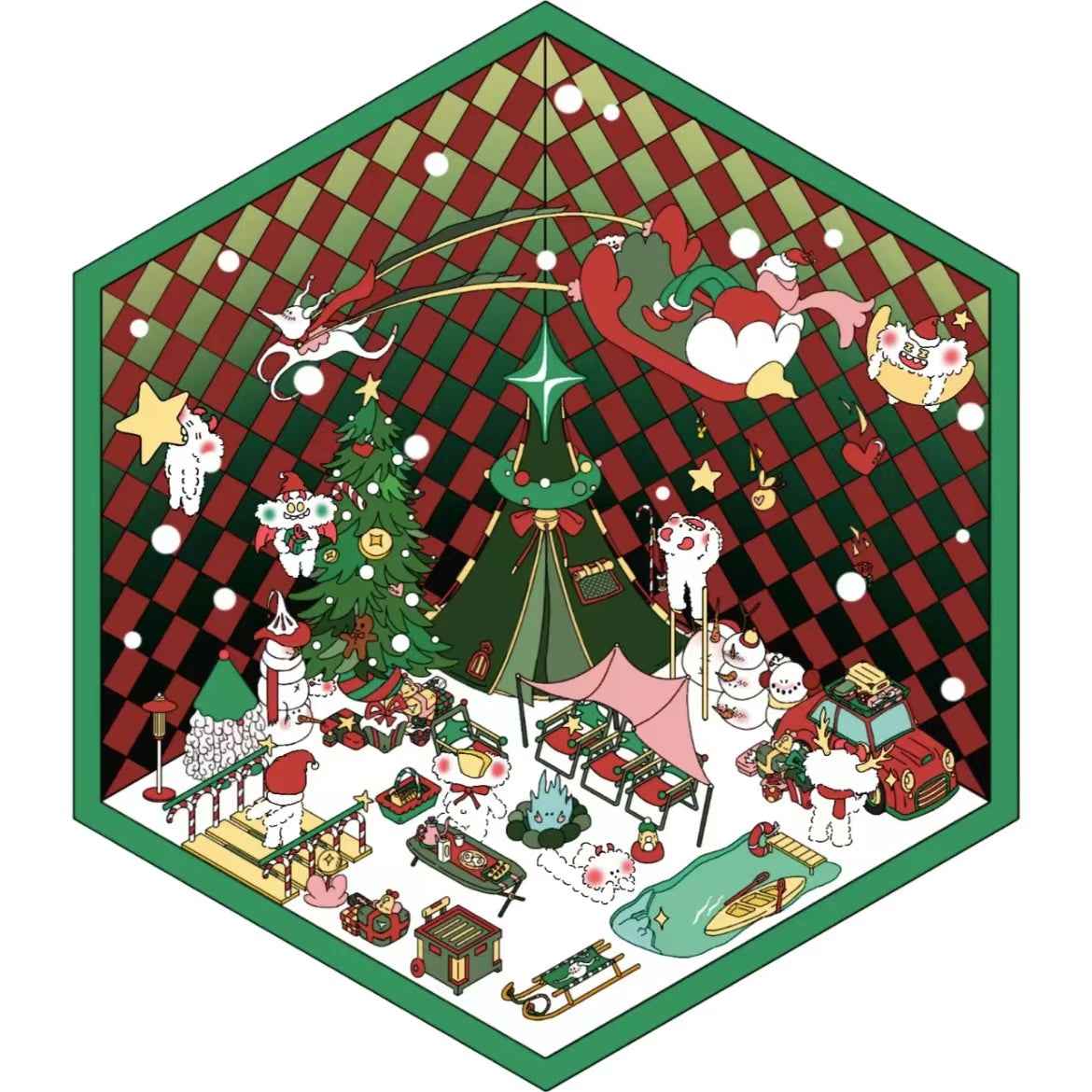 Mischief Maker Series 3D Isometric Room Stickers - 6 Theme Sets: Christmas Party | Candy House | Our Home | Valentine's Beach | Dessert Shop | Halloween Wonderland with Luminous - SNSEASY