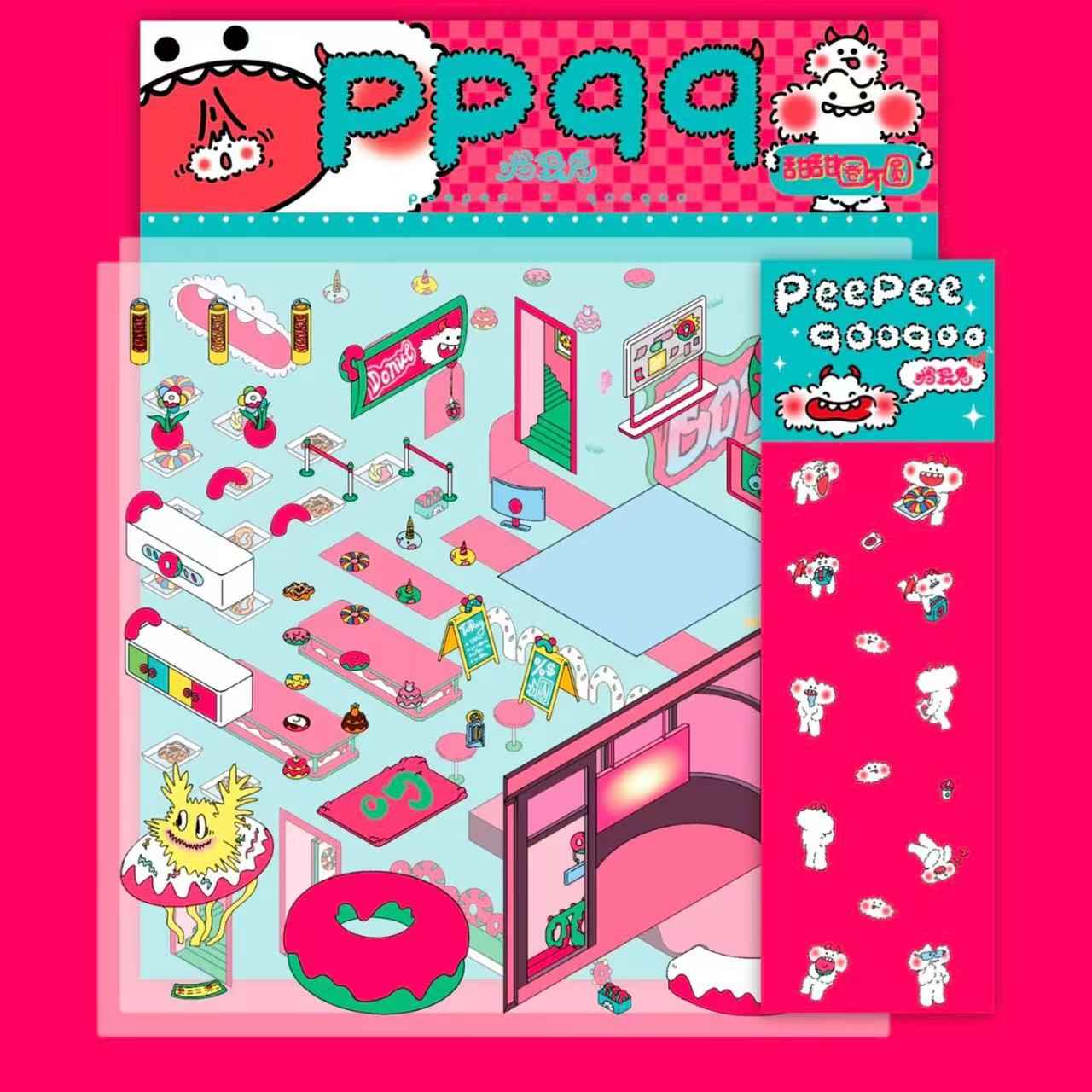 Mischief Maker Series 3D Isometric Room Stickers - 6 Theme Sets: Christmas Party | Candy House | Our Home | Valentine's Beach | Dessert Shop | Halloween Wonderland with Luminous - SNSEASY