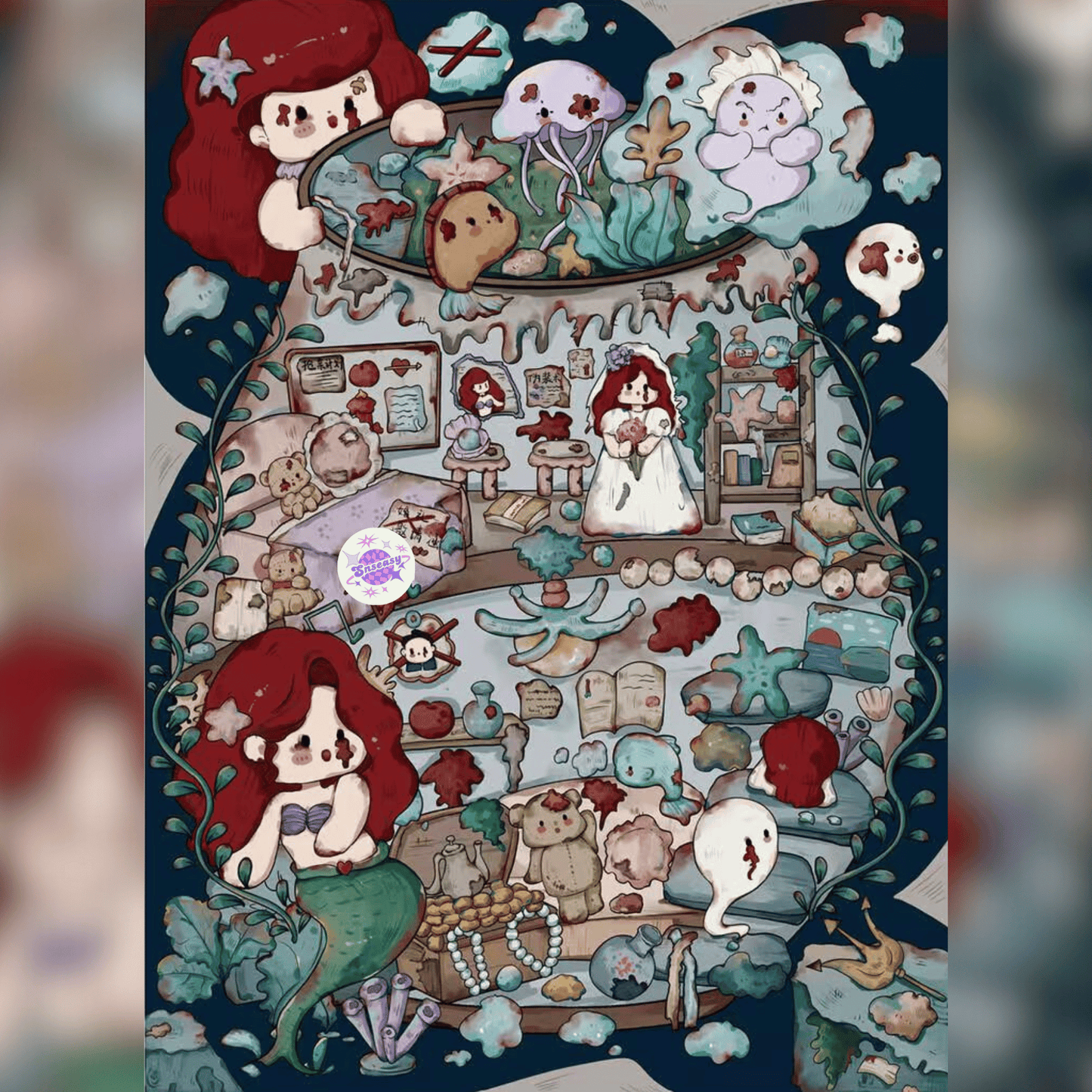 Broken Dolls – 3D Miniature Scene Stickers – Plus Size – 2 Theme Sets: Mermaid’s Broken Doll | Old House’s Broken Doll - SNSEASY